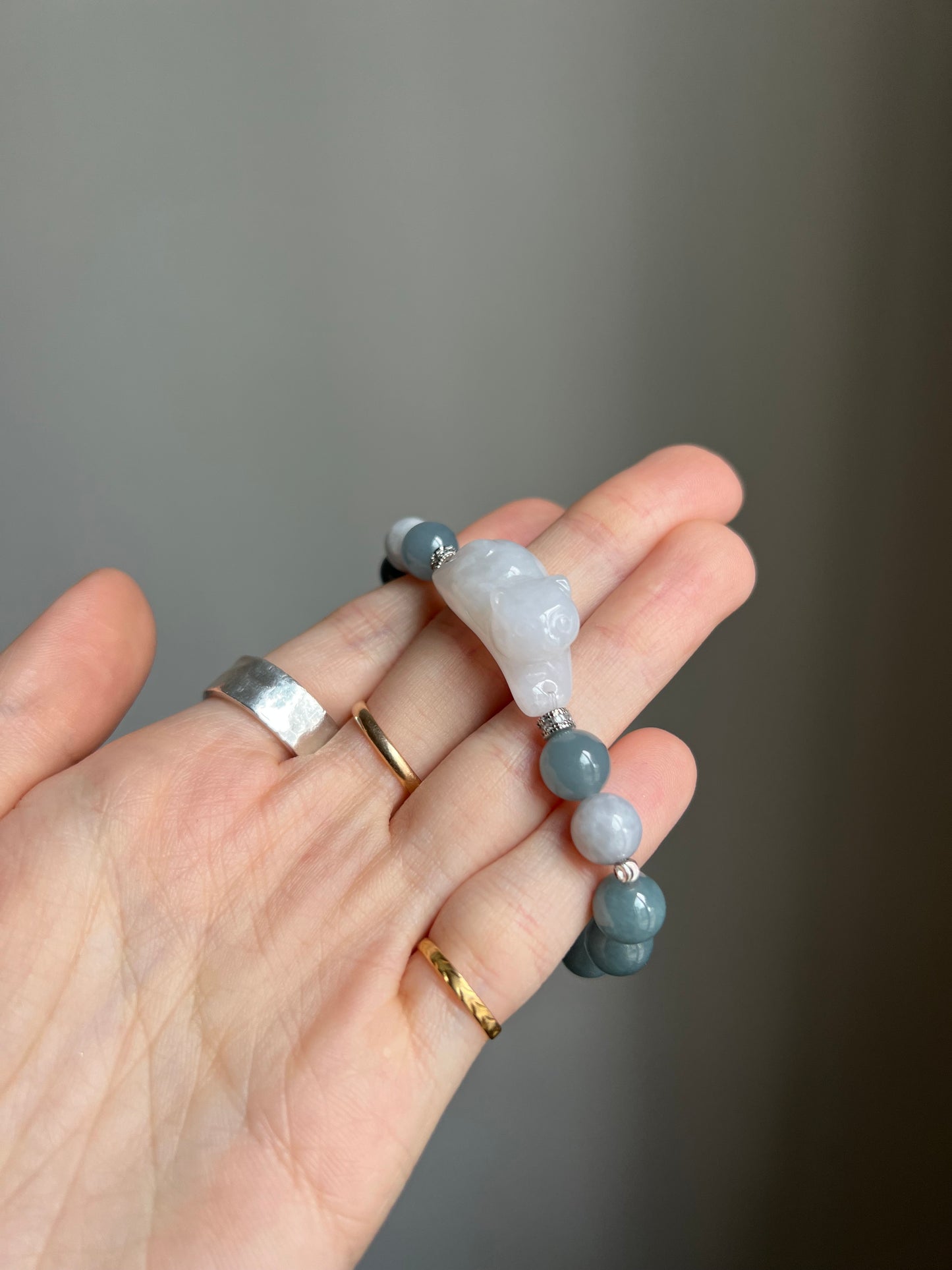 "playtime" white jadeite cat bracelet #10