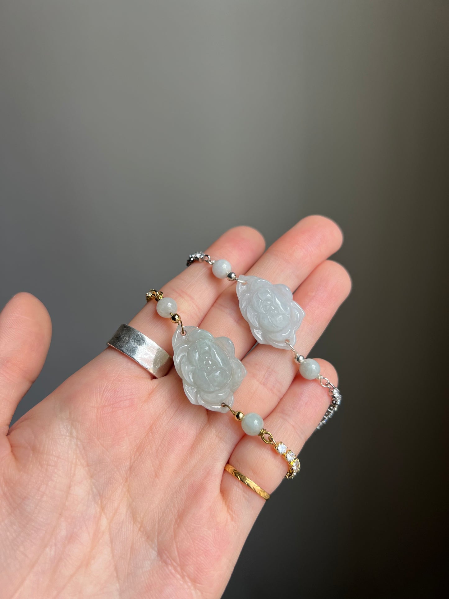 "sweet surrender" jadeite flower adjustable bracelet