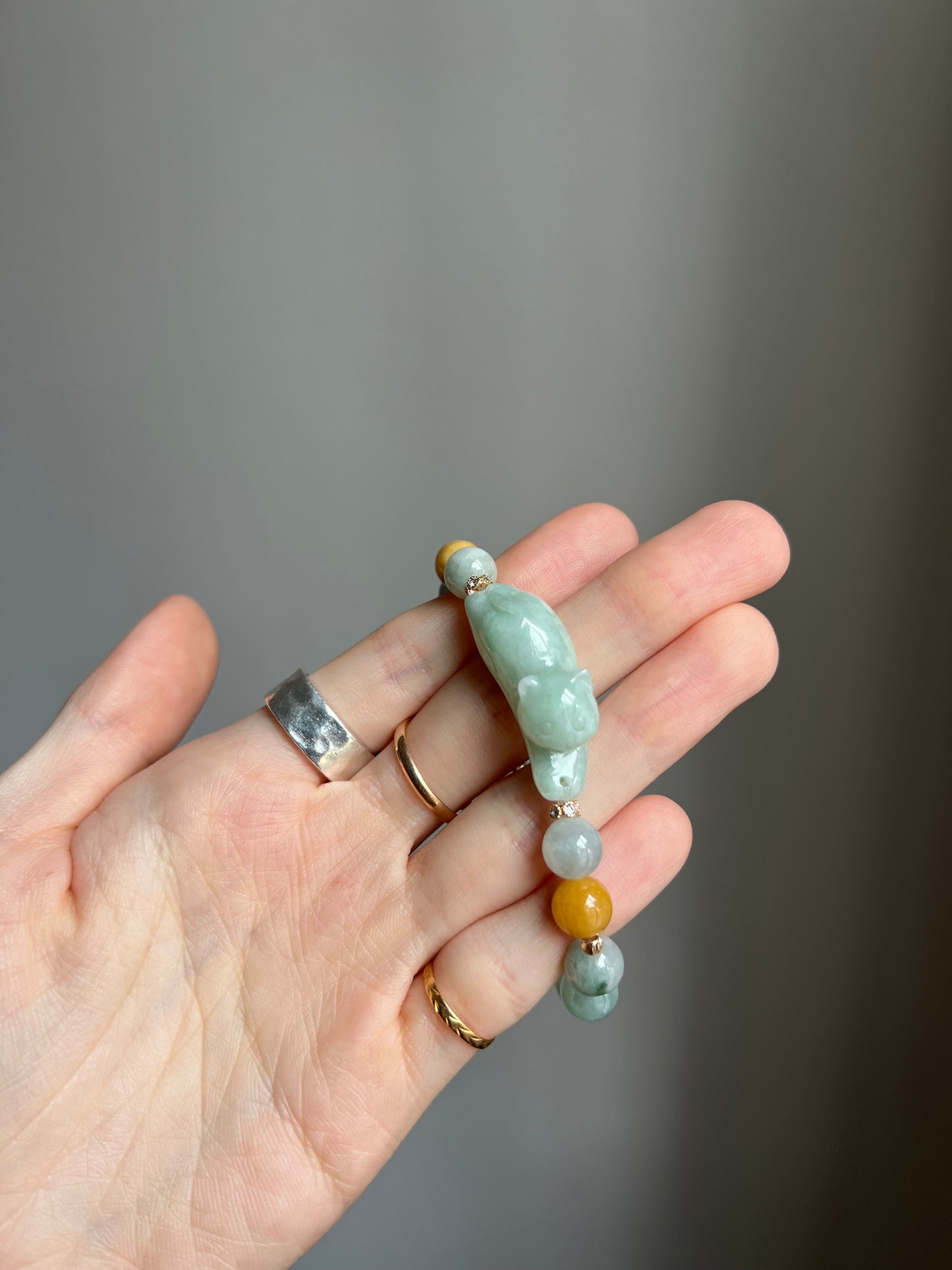 "playtime" green jadeite cat bracelet #12