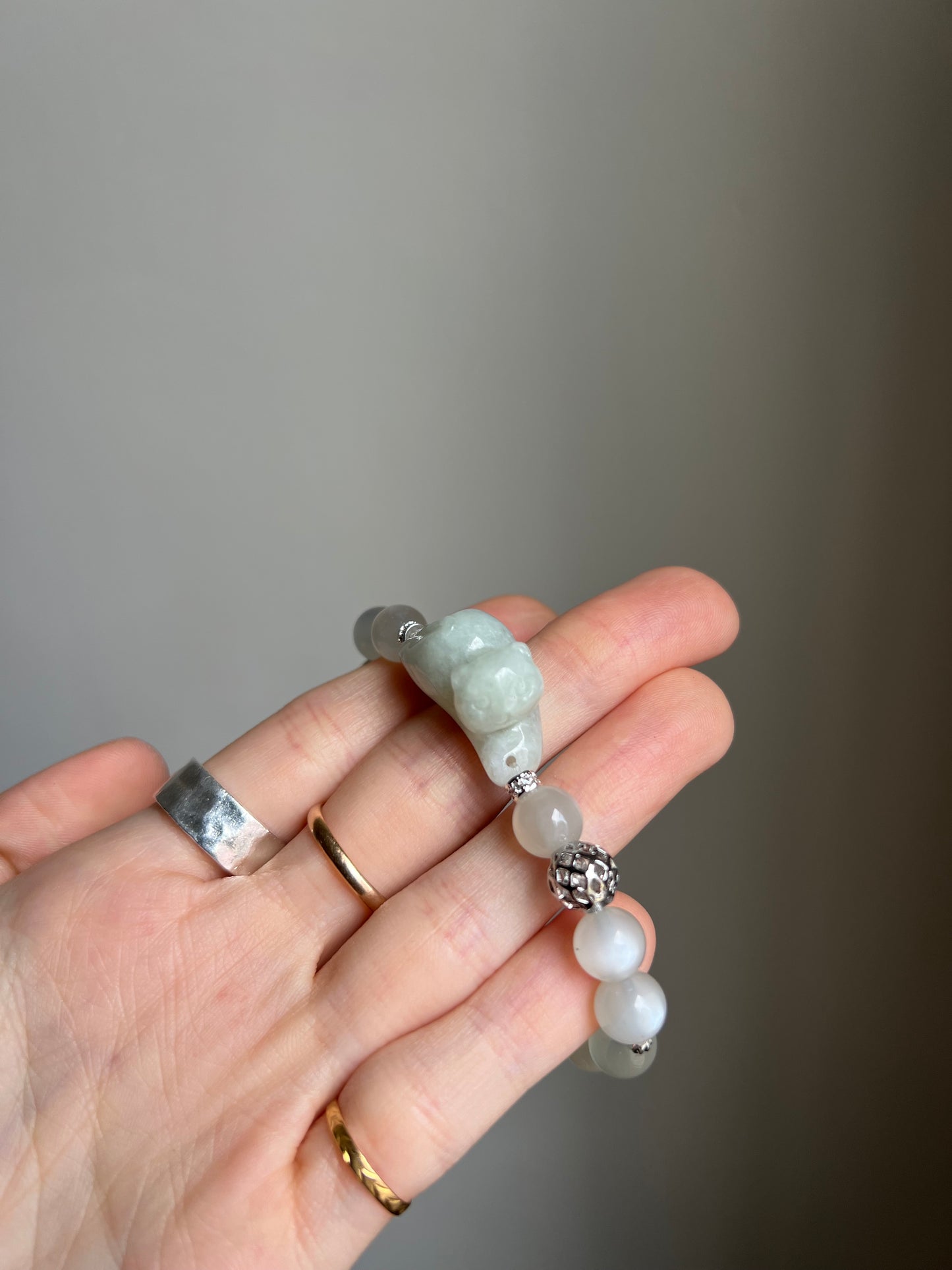 "playtime" green jadeite cat bracelet #04