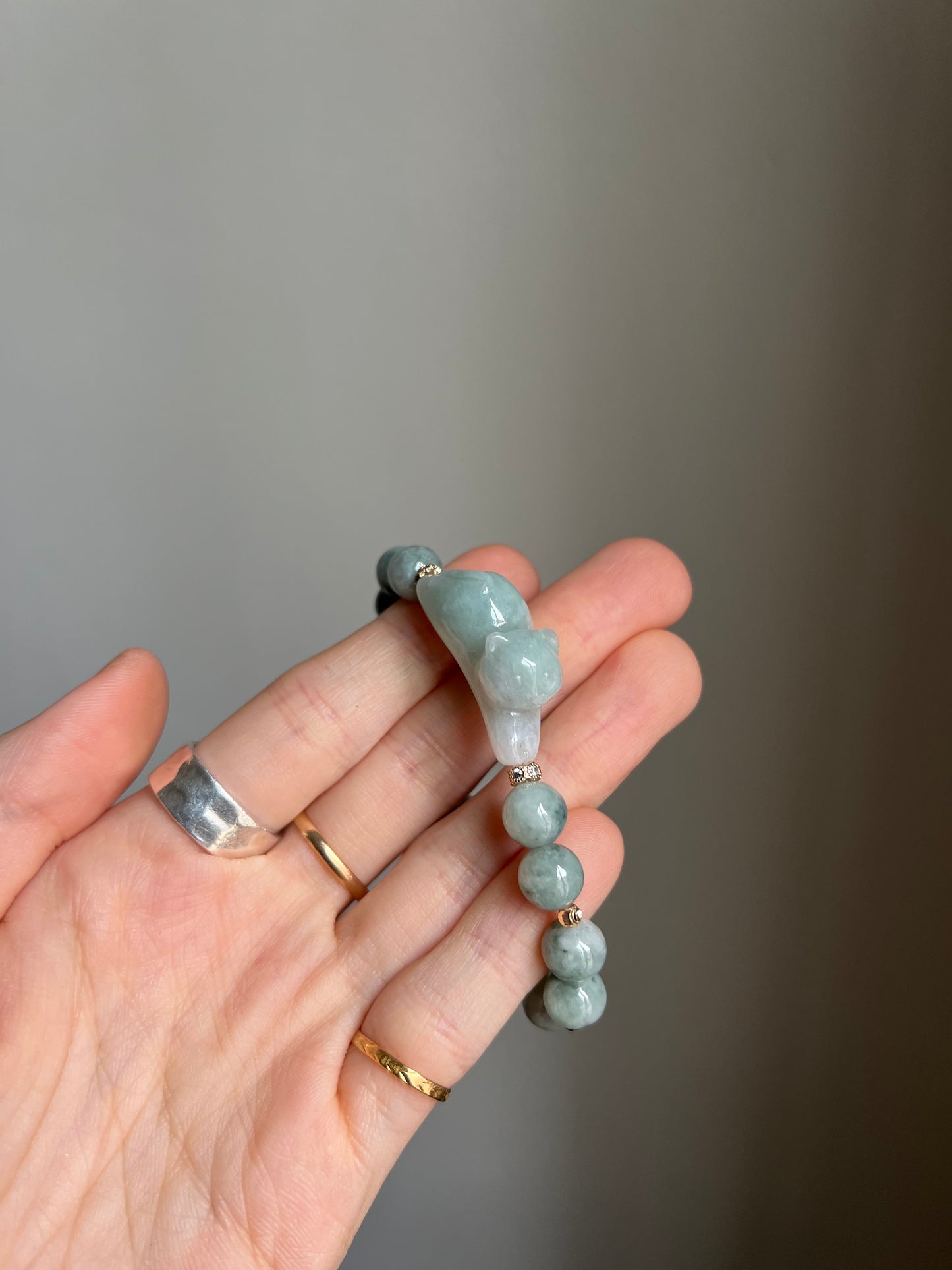 "playtime" green jadeite cat bracelet #11