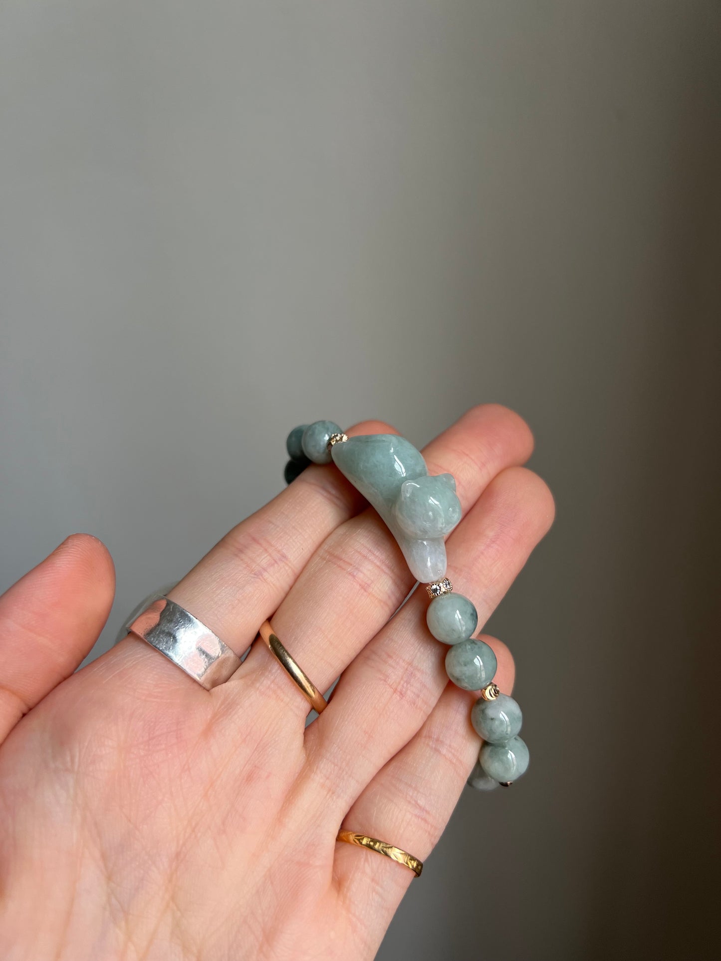 "playtime" green jadeite cat bracelet #11