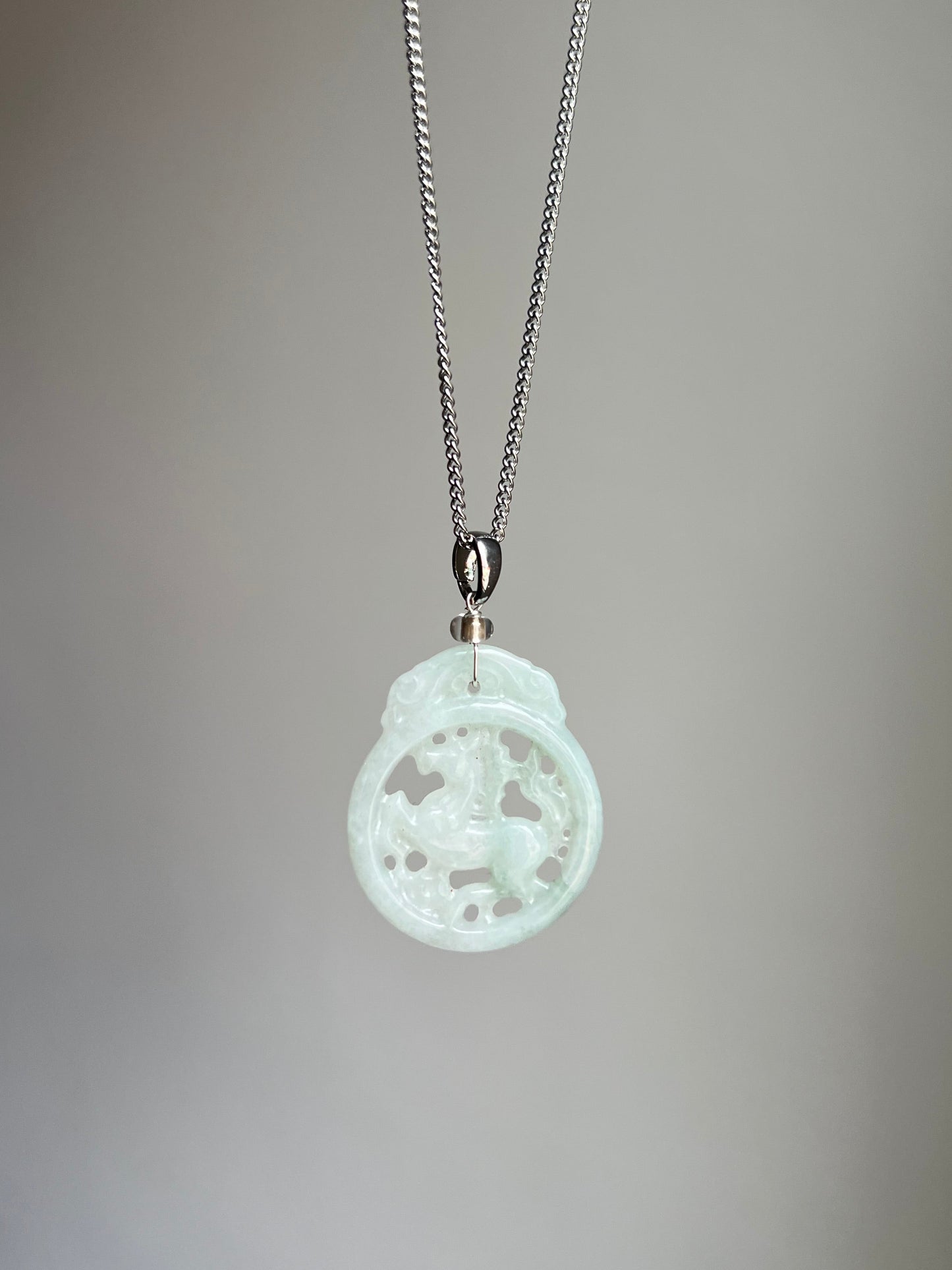 "fire horse" jadeite horse medallion necklace
