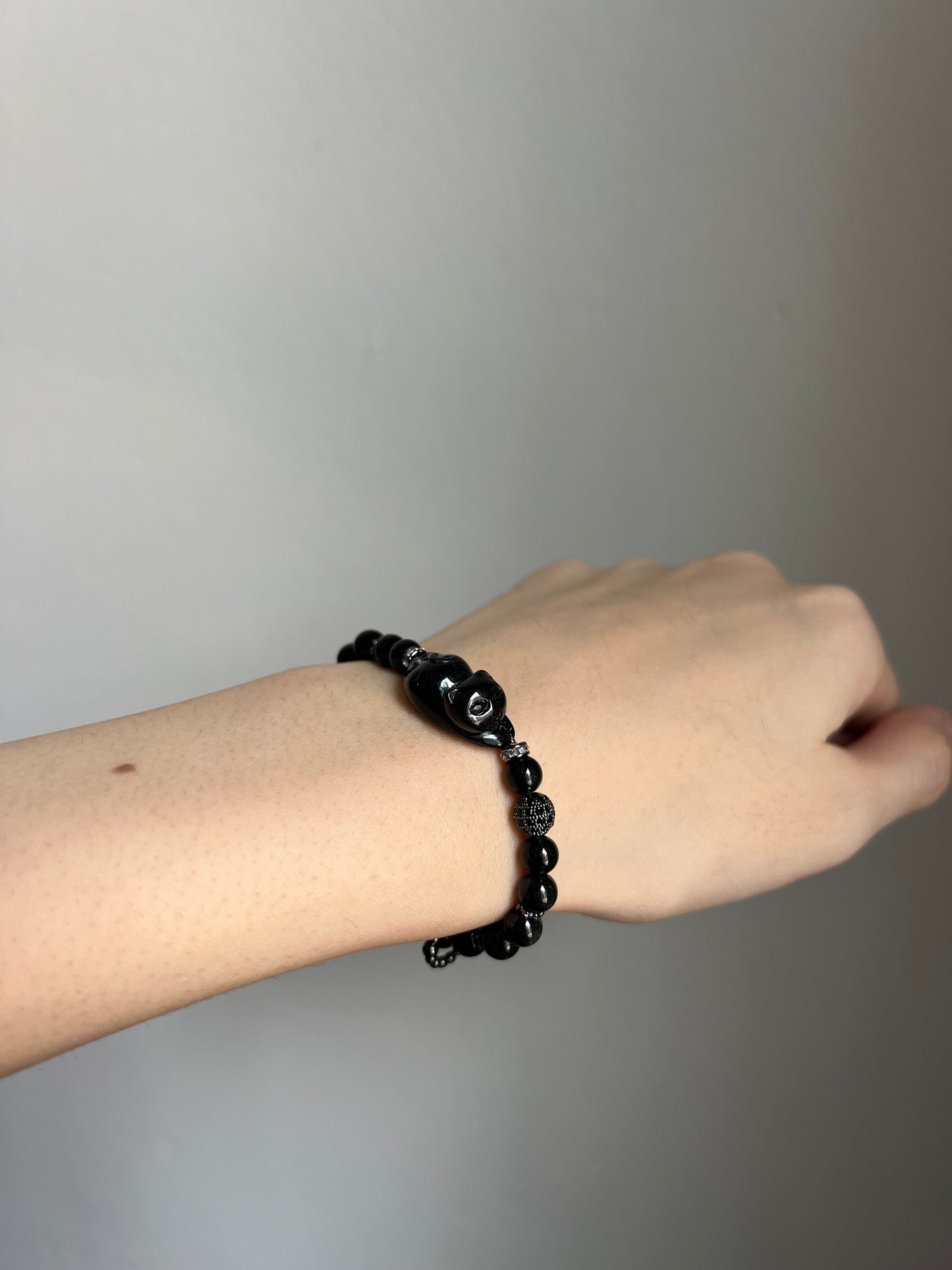 "playtime" black jadeite cat bracelet #01