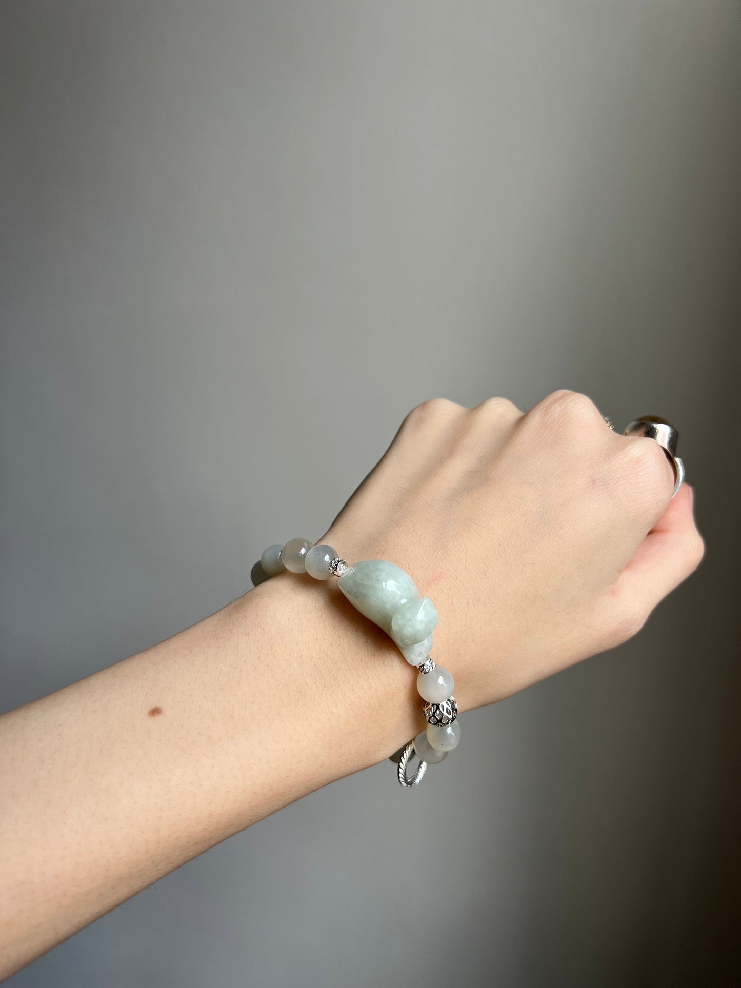 "playtime" green jadeite cat bracelet #04