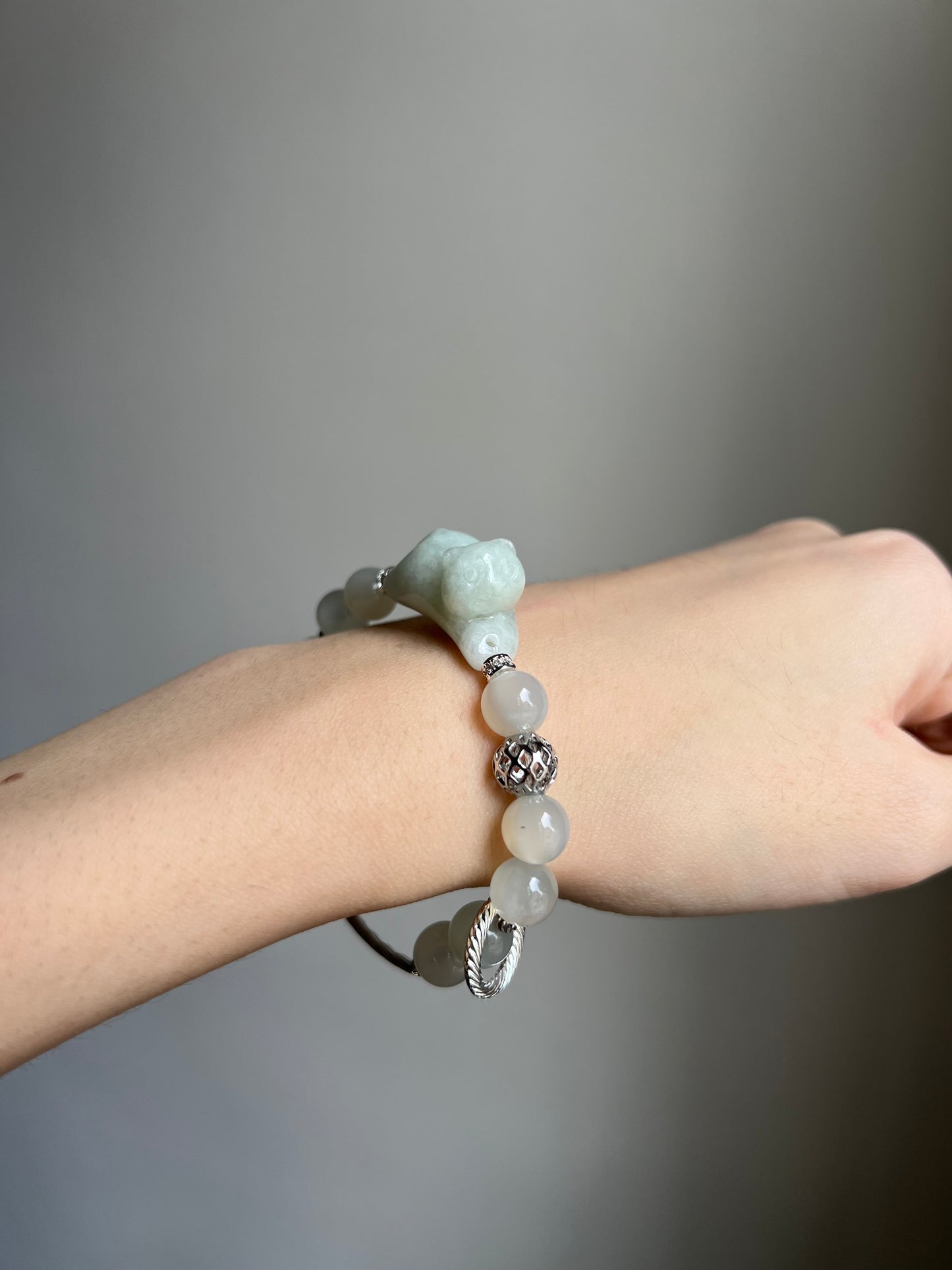 "playtime" green jadeite cat bracelet #04