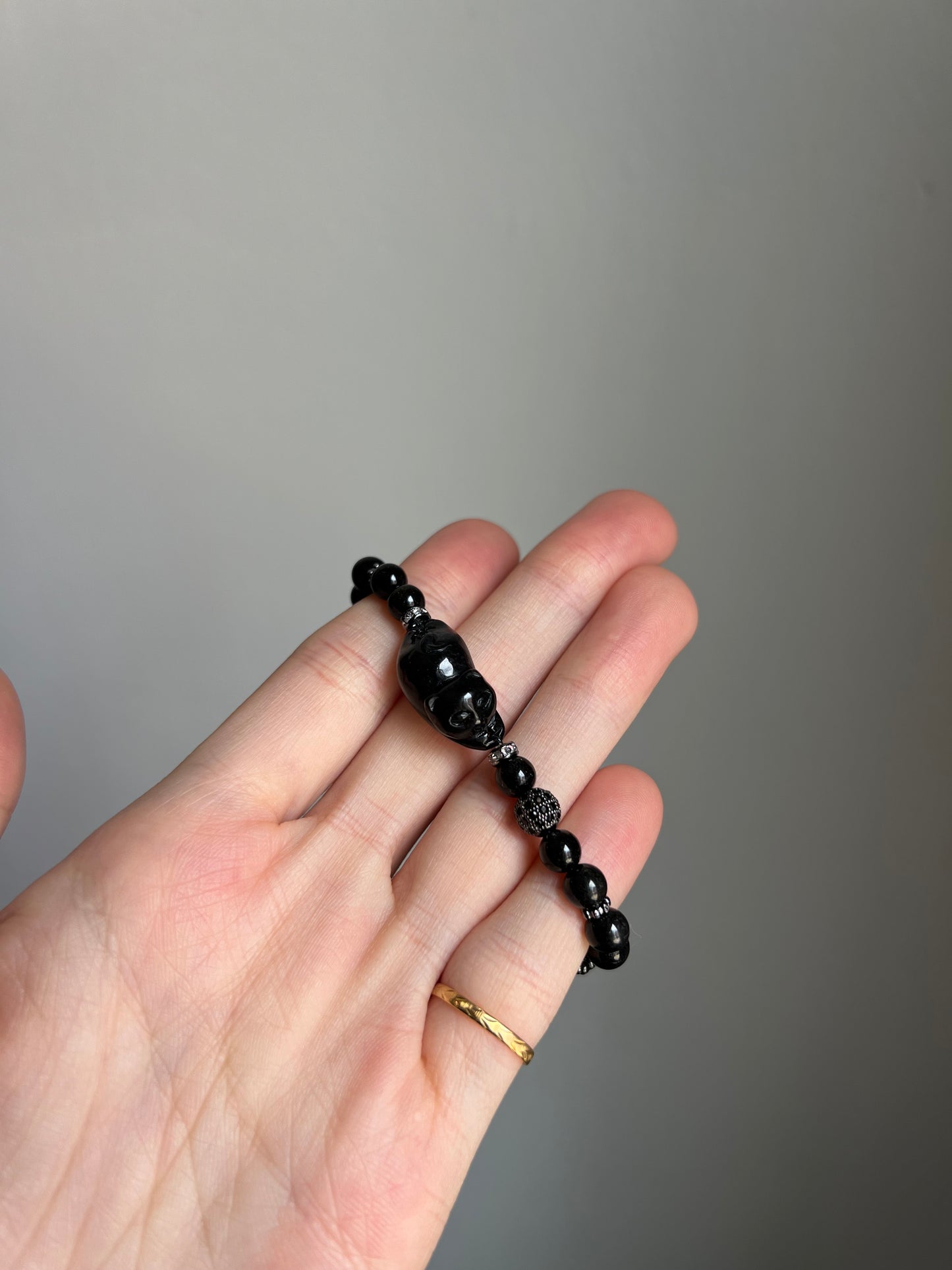 "playtime" black jadeite cat bracelet #01