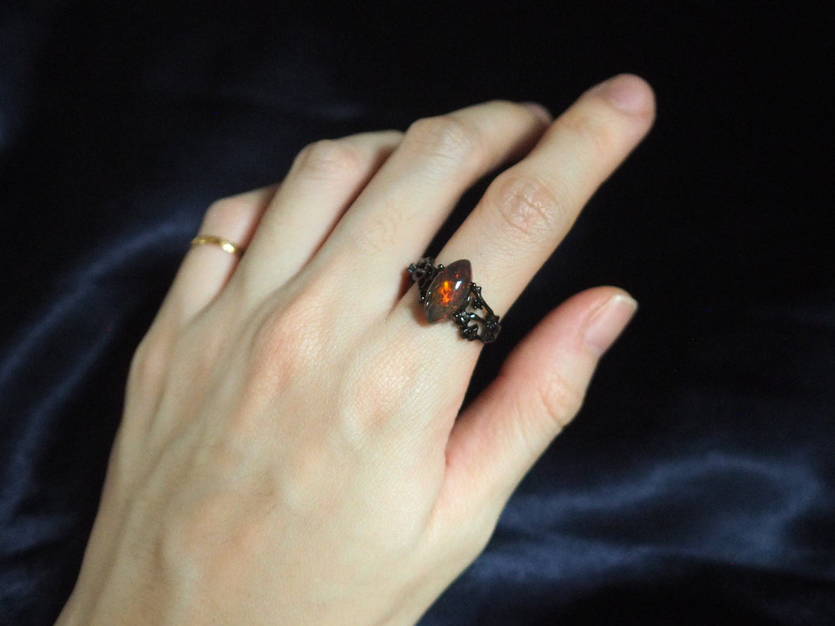 BLACKTHORN #03 - Marquise Black Opal Ring