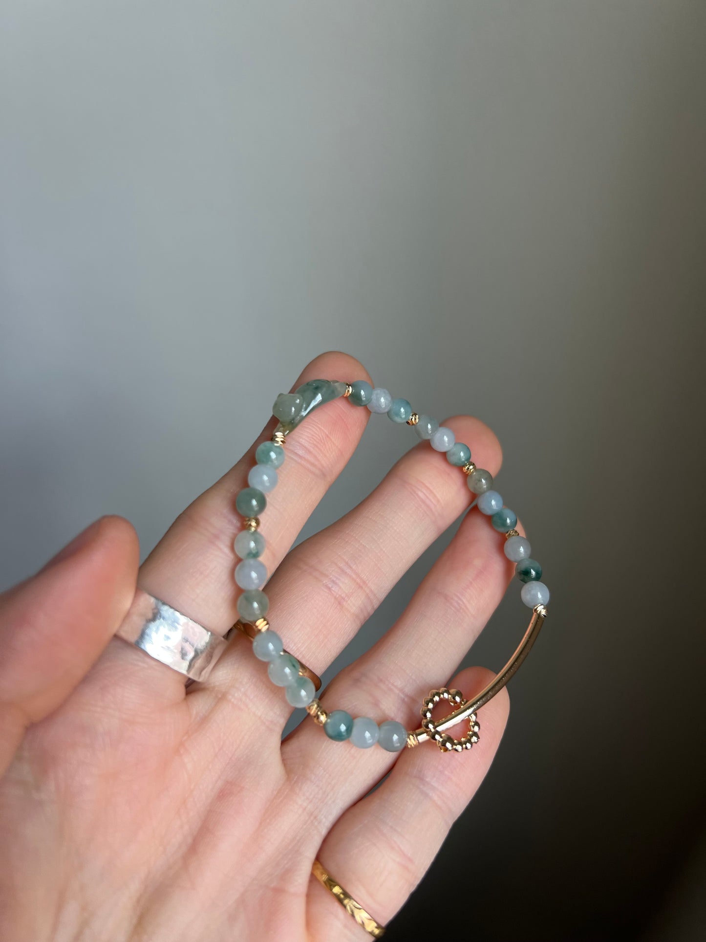 *mini* "playtime" jadeite cat bracelet #17