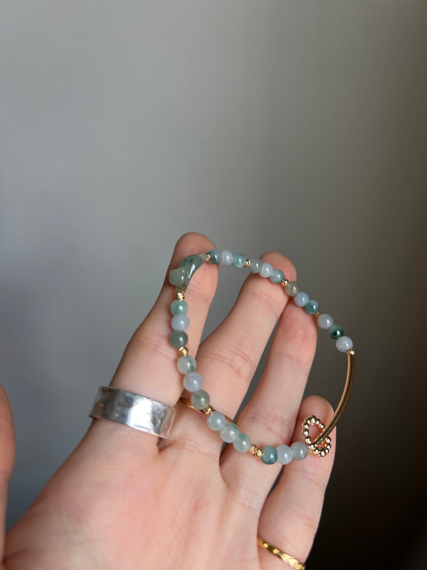 *mini* "playtime" jadeite cat bracelet #17