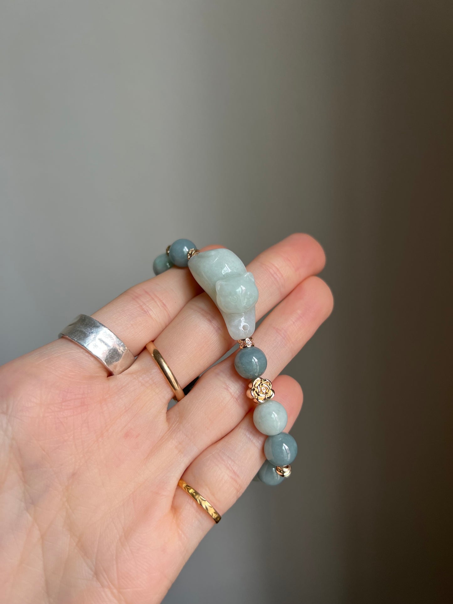 "playtime" green jadeite cat bracelet #13