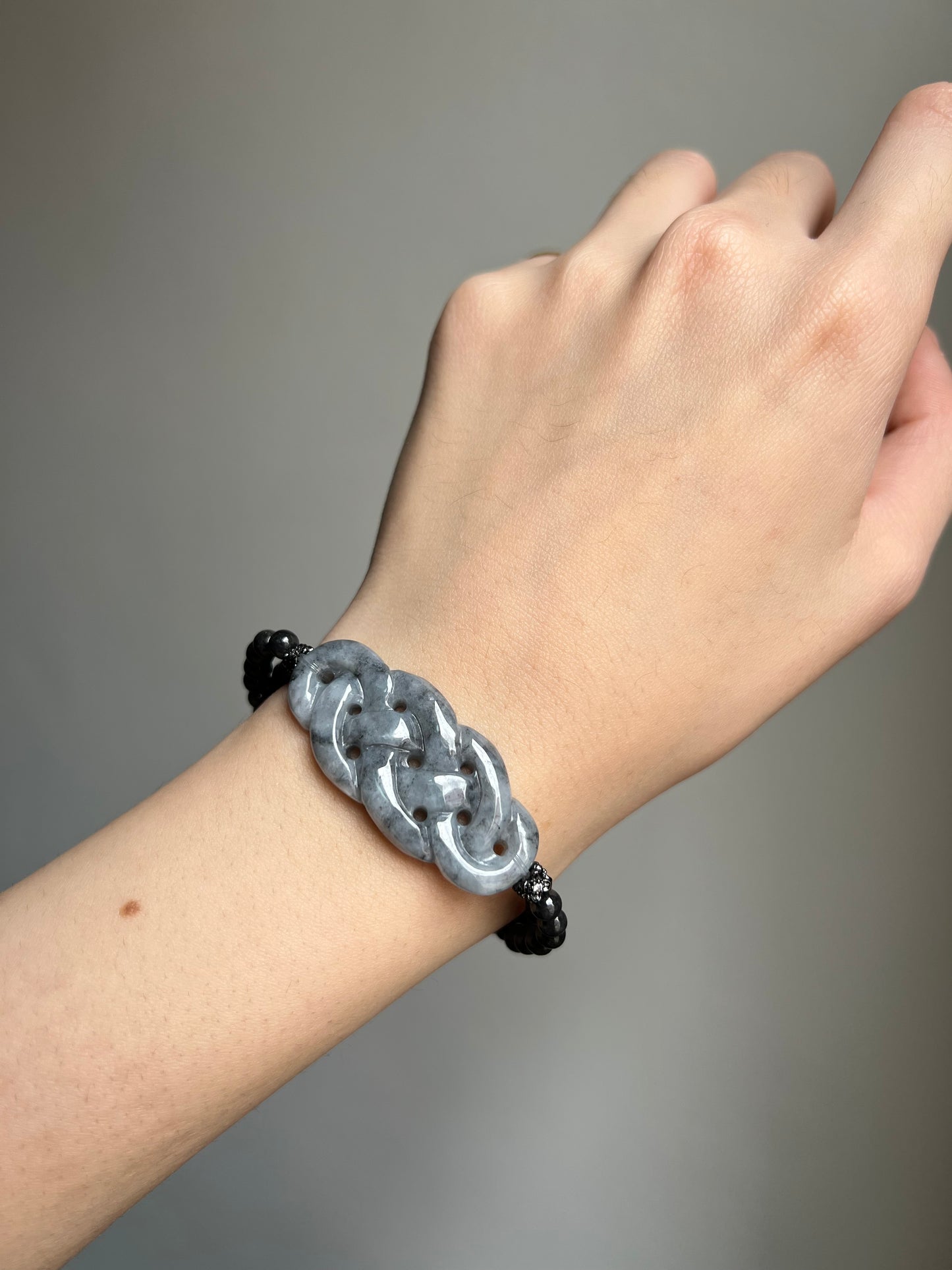 "dynasty" wuji jadeite chinese "ru yi" knot bracelet