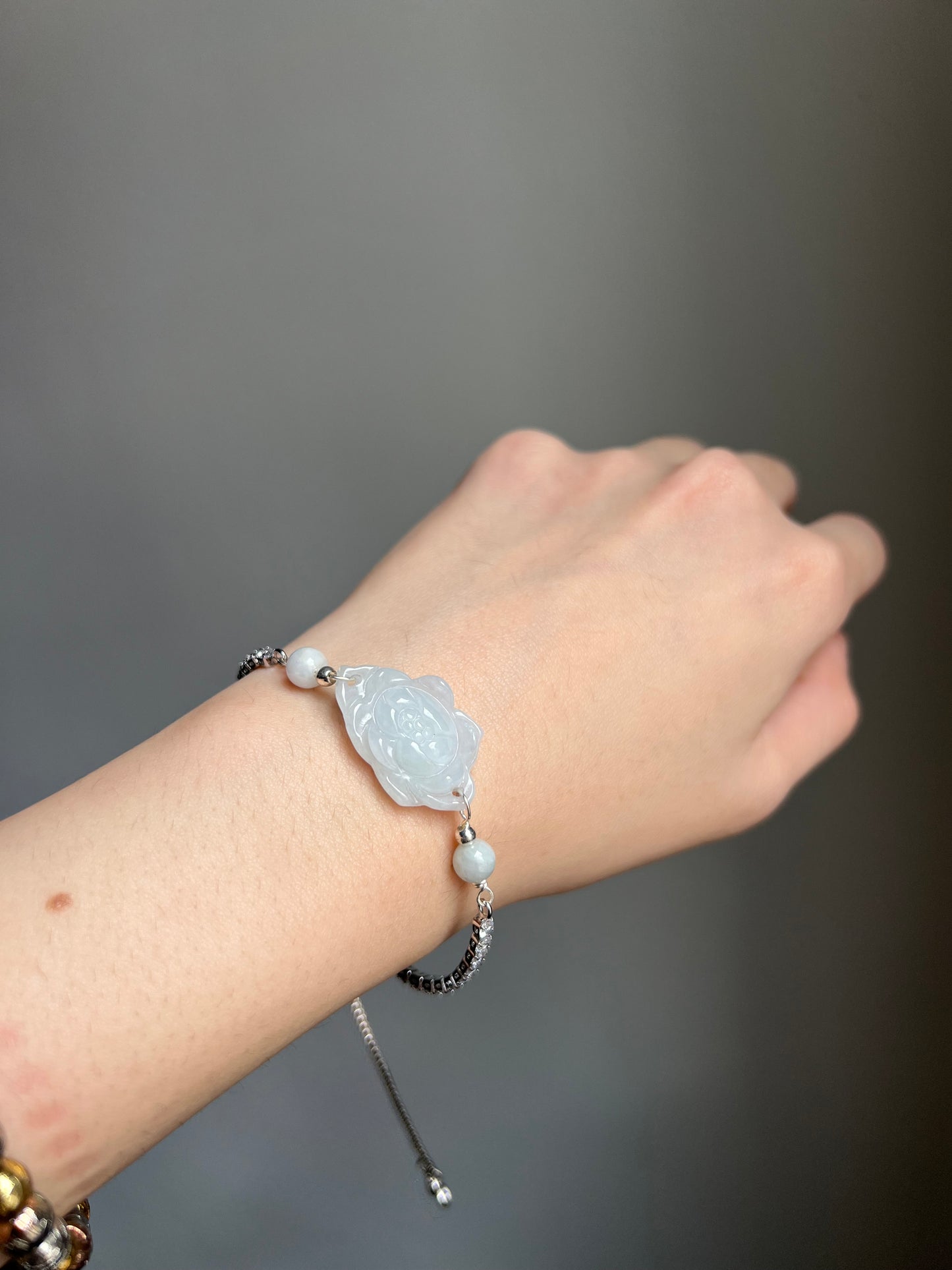 "sweet surrender" jadeite flower adjustable bracelet