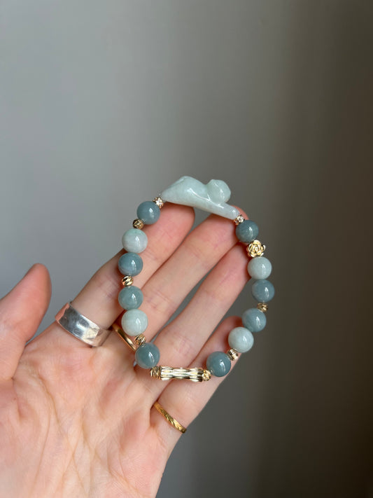 "playtime" green jadeite cat bracelet #13