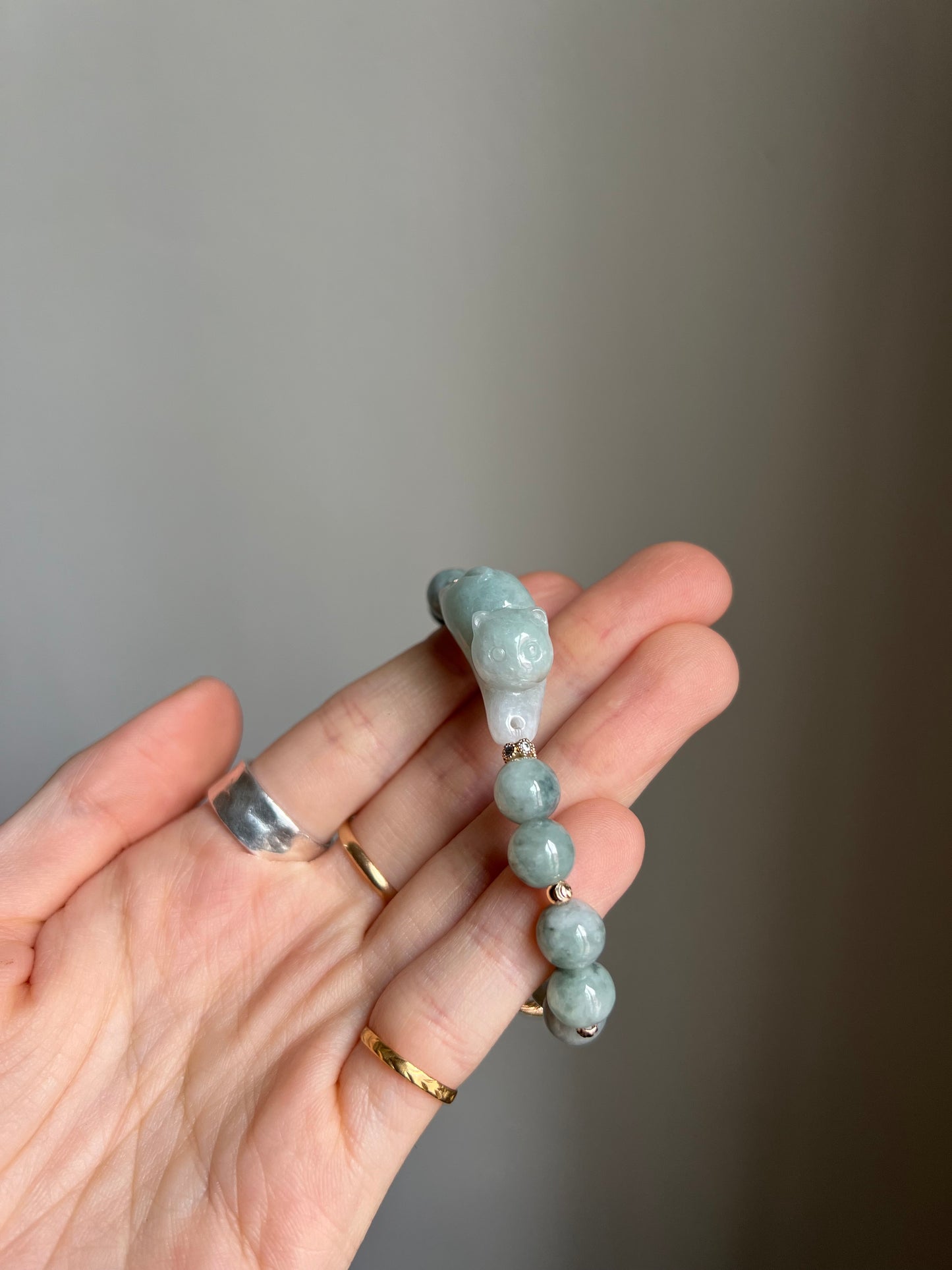 "playtime" green jadeite cat bracelet #11
