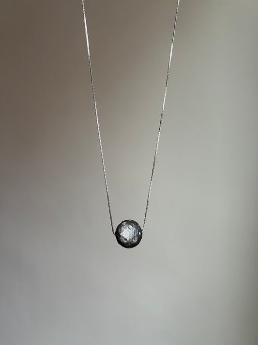 “moonlit” obsidian moon necklace
