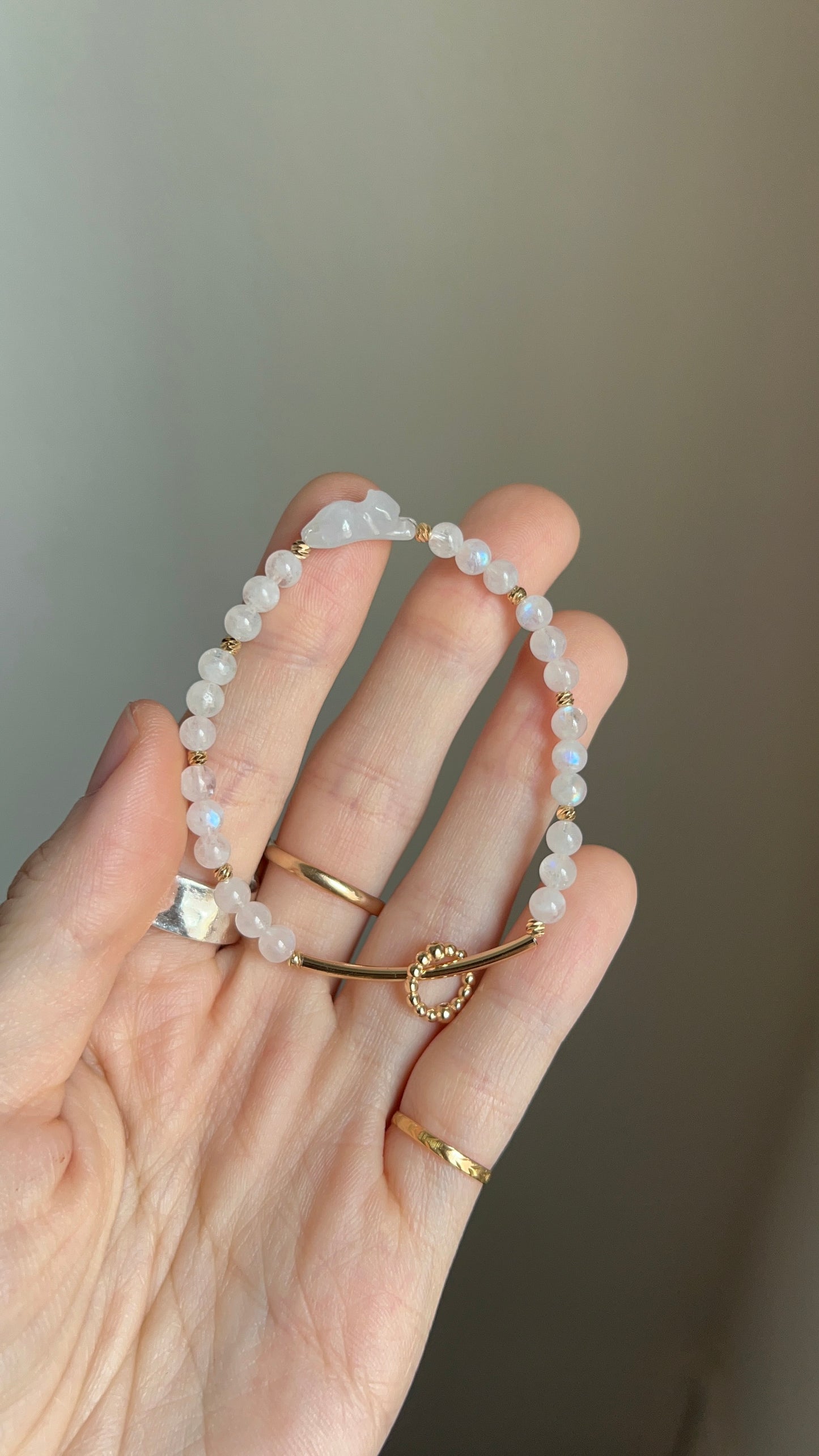 *mini* "playtime" jadeite cat bracelet #16