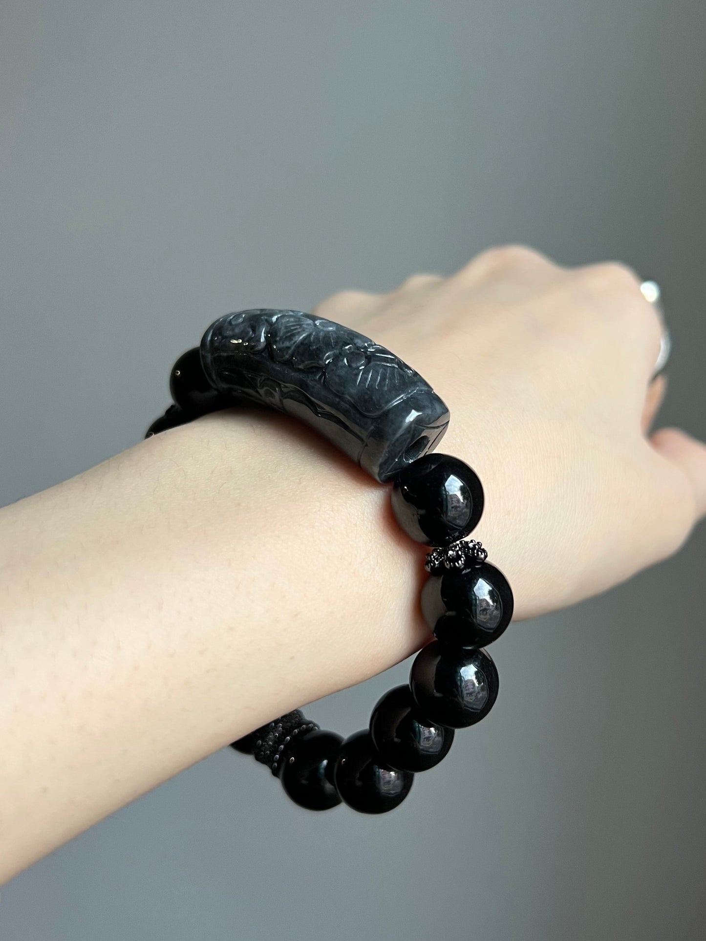 "the night's calling" black (wuji) jadeite bracelet