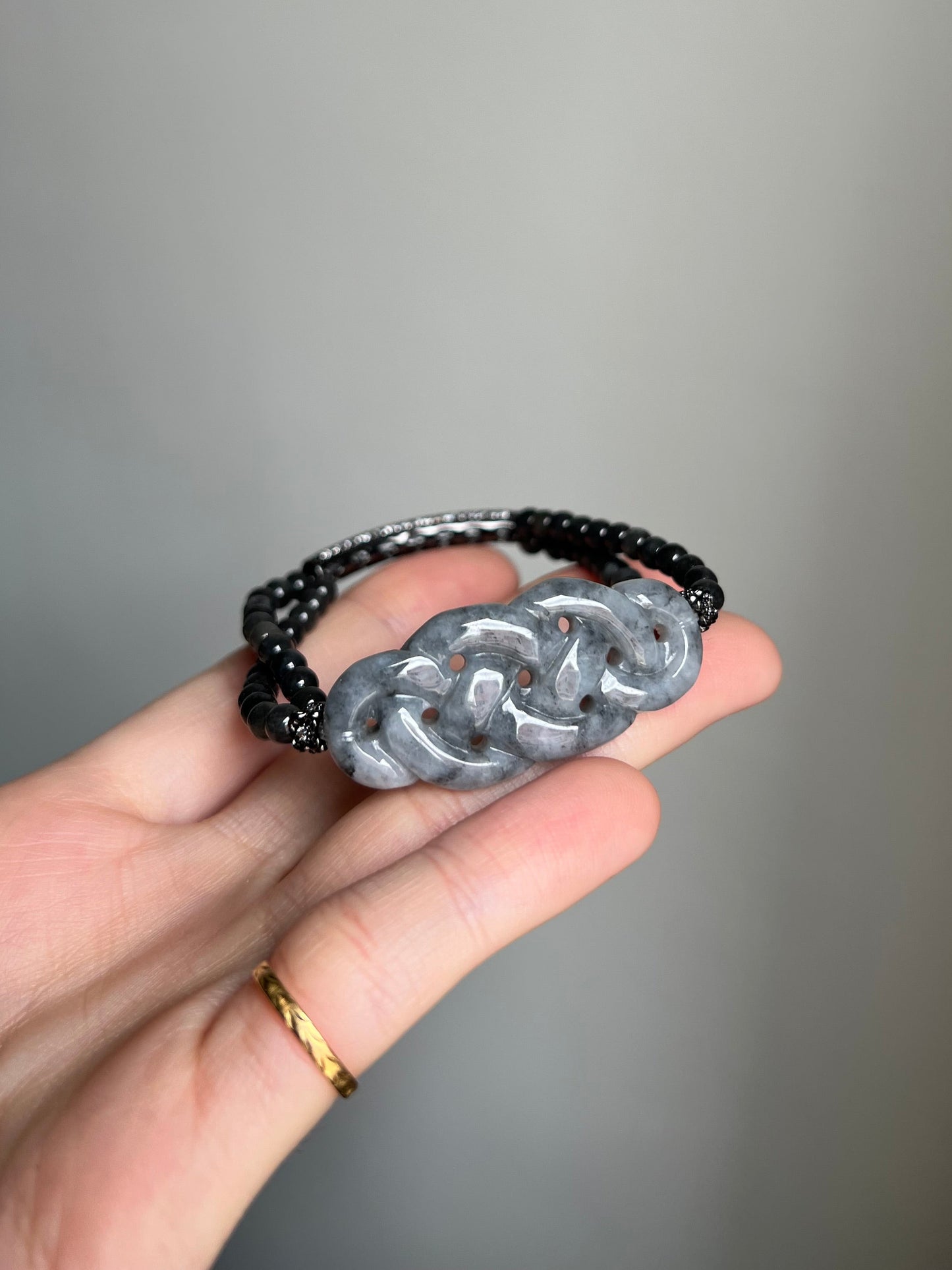 "dynasty" wuji jadeite chinese "ru yi" knot bracelet