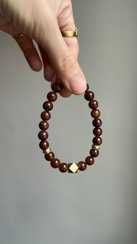 meteorite + red copper rutile quartz bracelet