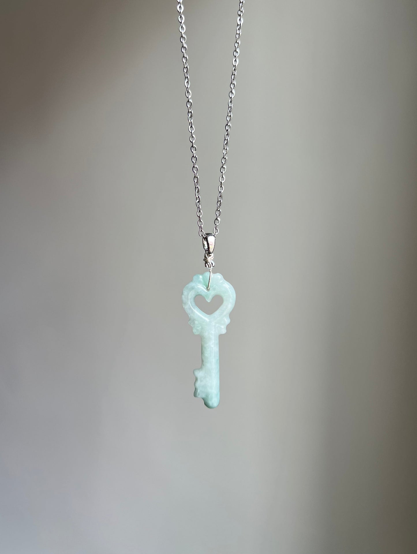 "key to my heart" jadeite key necklace