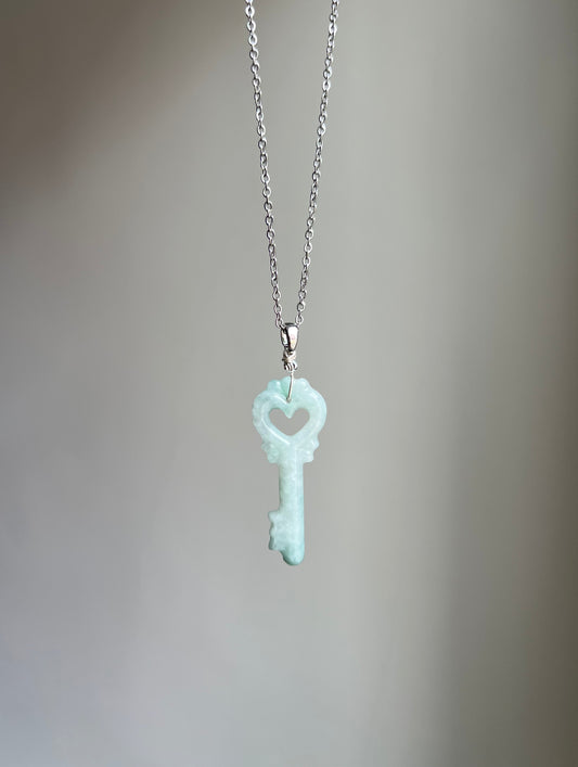 "key to my heart" jadeite key necklace
