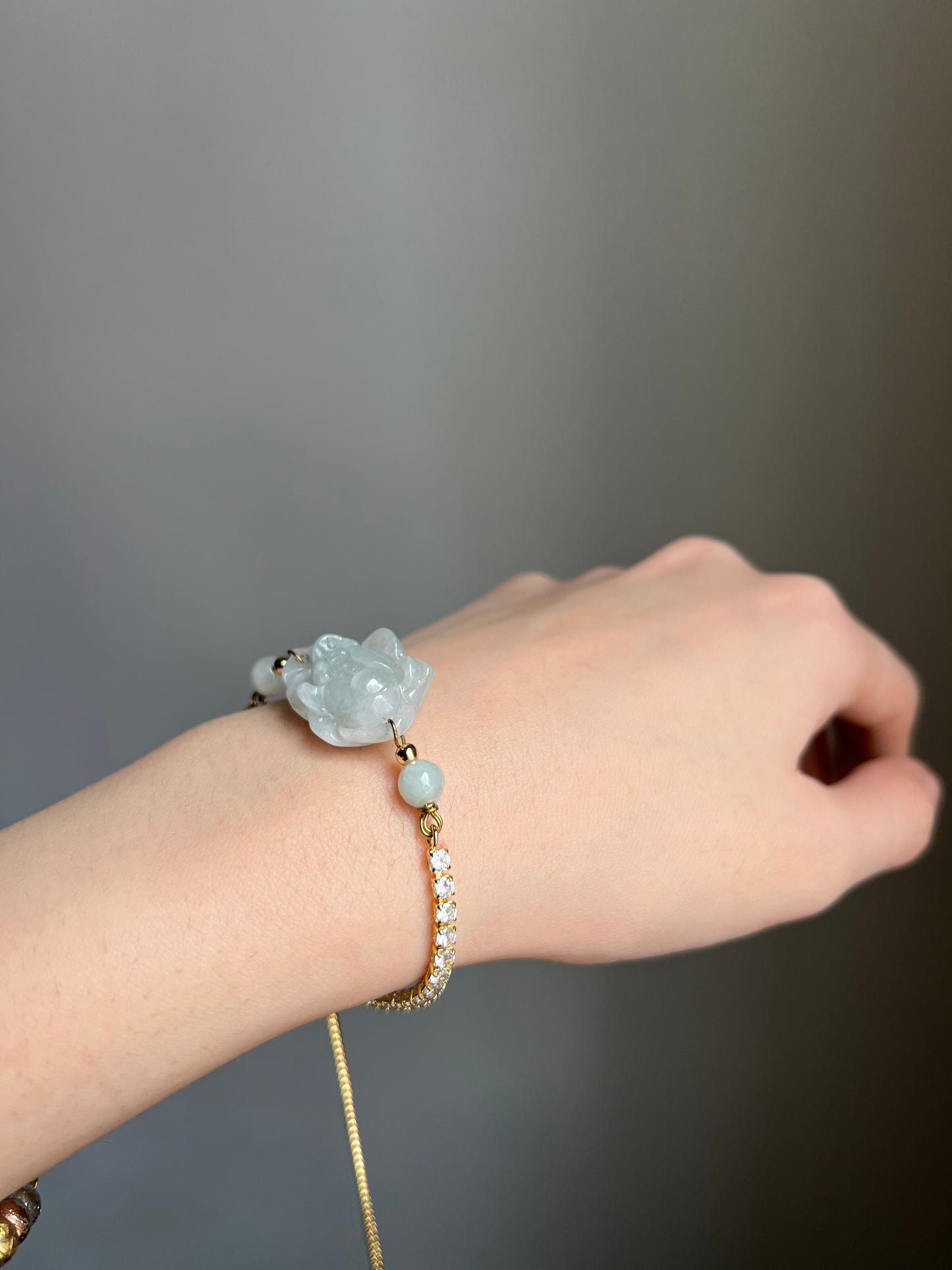 "sweet surrender" jadeite flower adjustable bracelet