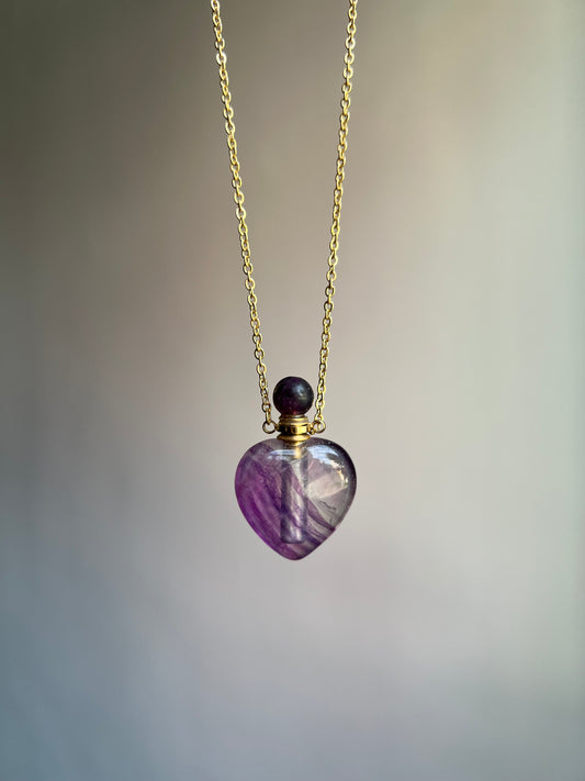 “violet” purple fluorite perfume bottle necklace