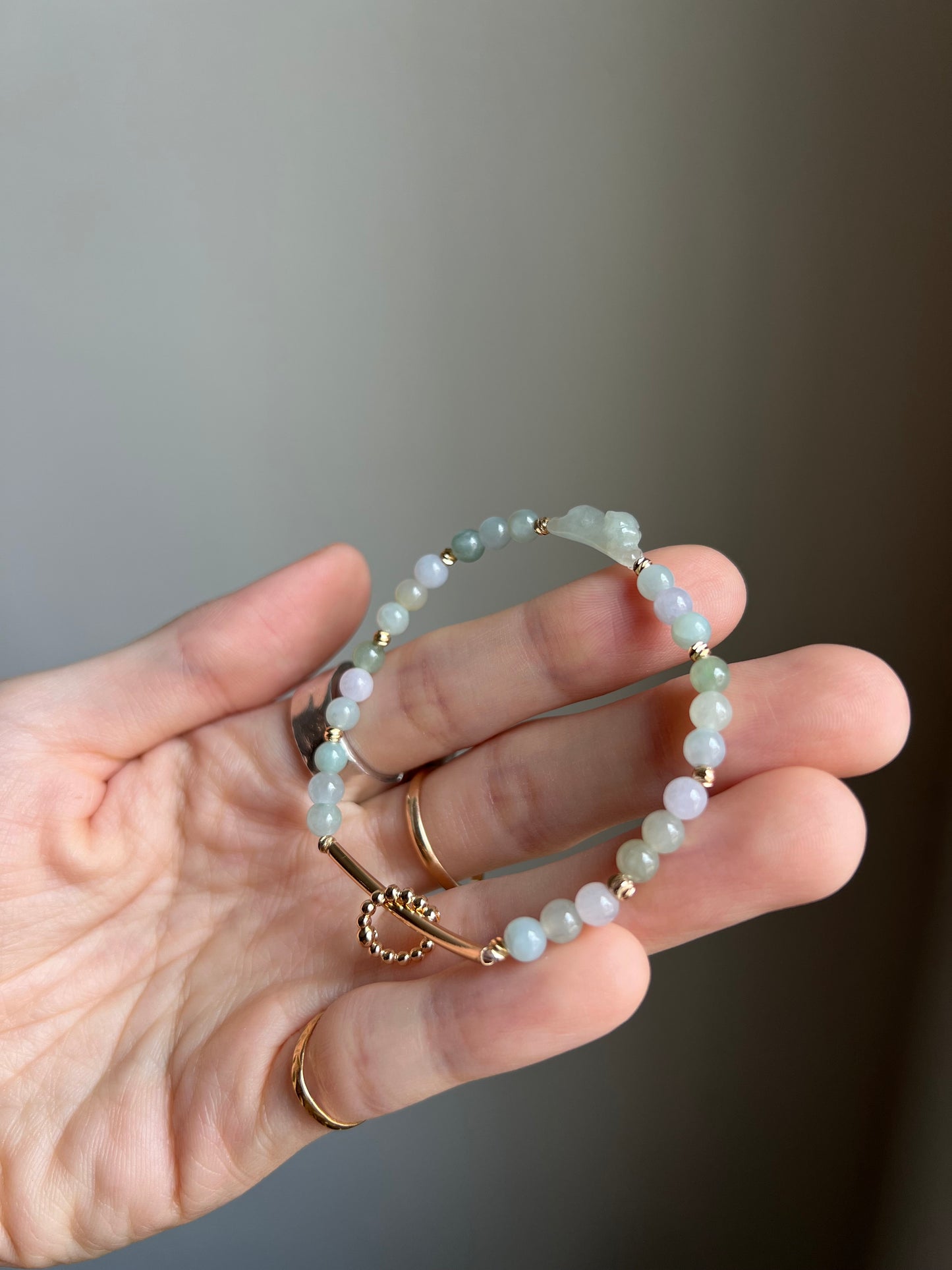 *mini* "playtime" jadeite cat bracelet #18