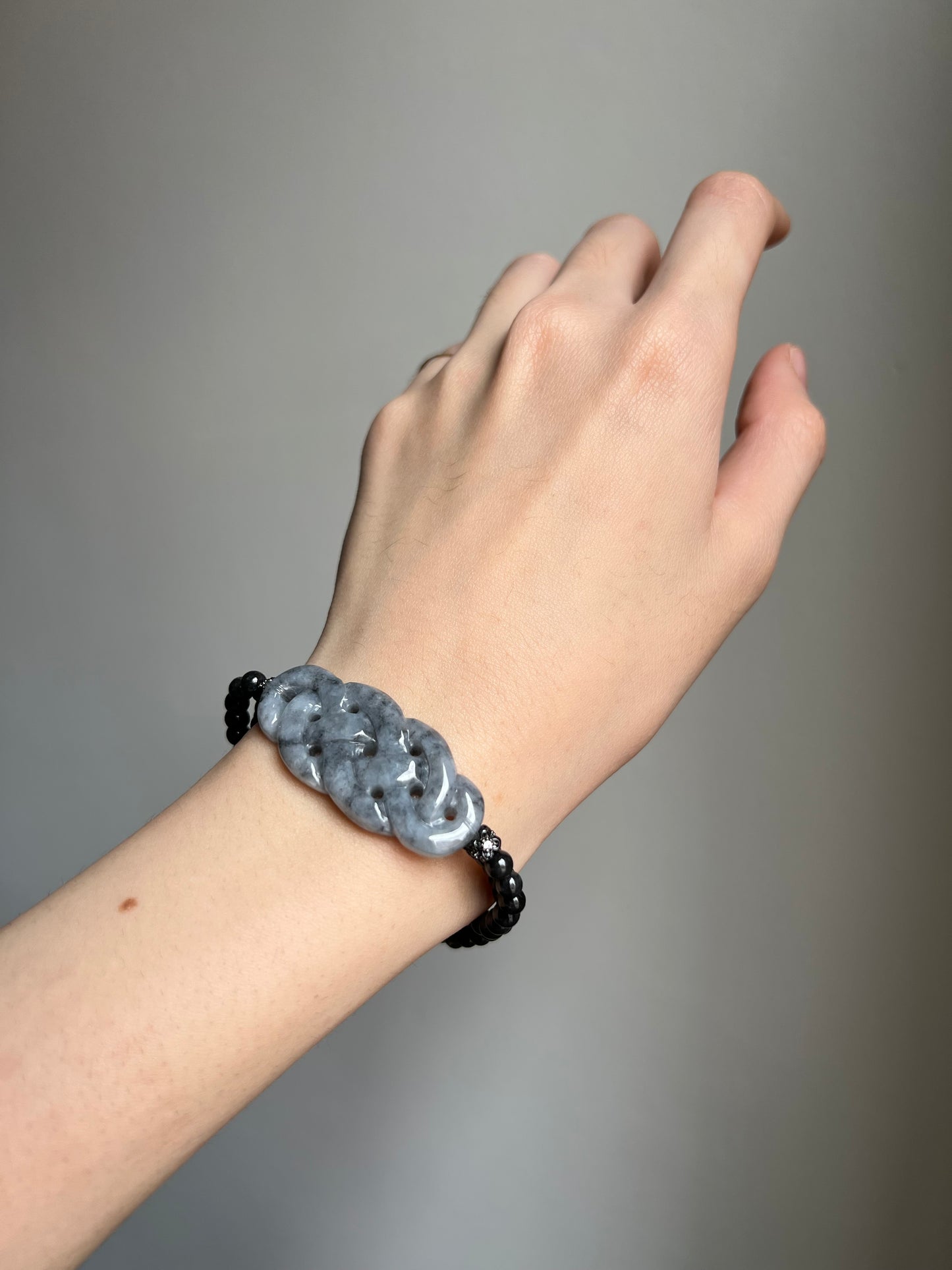 "dynasty" wuji jadeite chinese "ru yi" knot bracelet