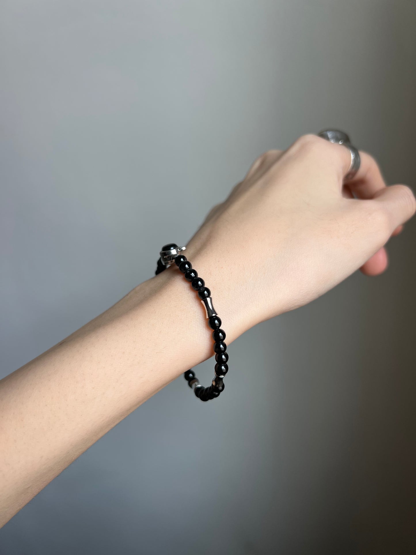 “night vision” hypersthene cat bracelet
