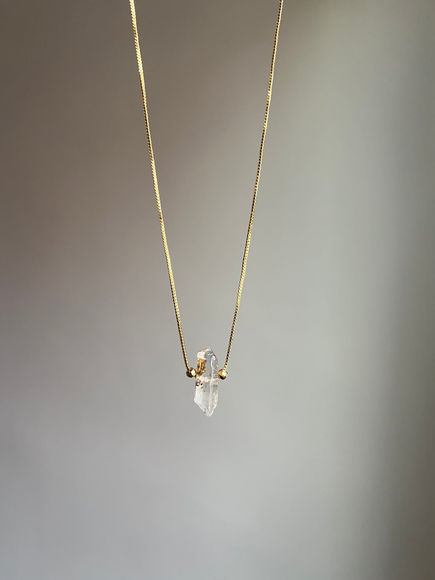 “chrysalis” double-terminated quartz necklace