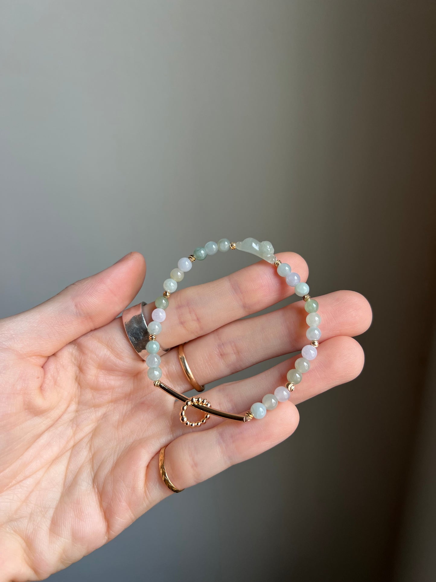*mini* "playtime" jadeite cat bracelet #18