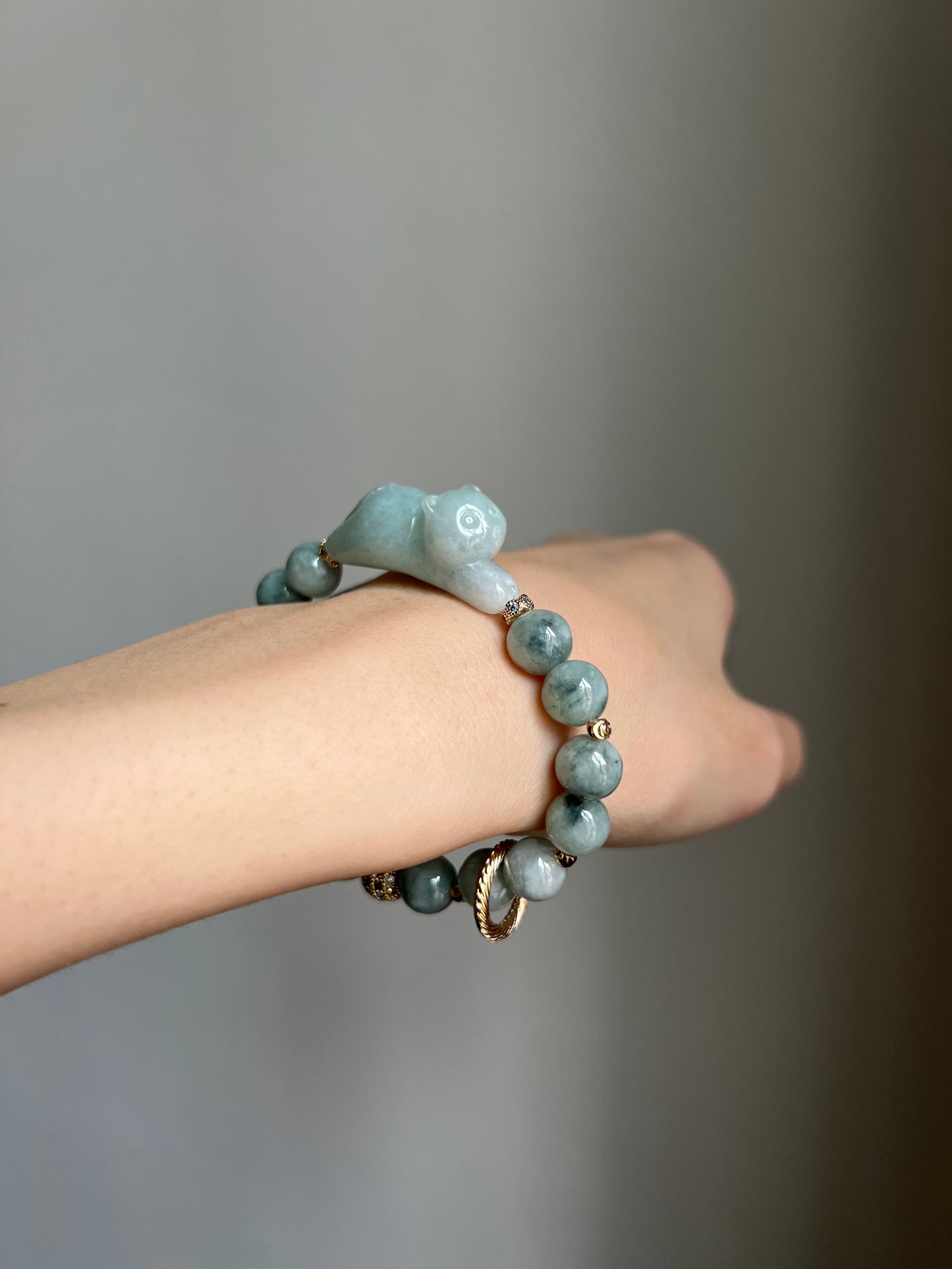 "playtime" green jadeite cat bracelet #11