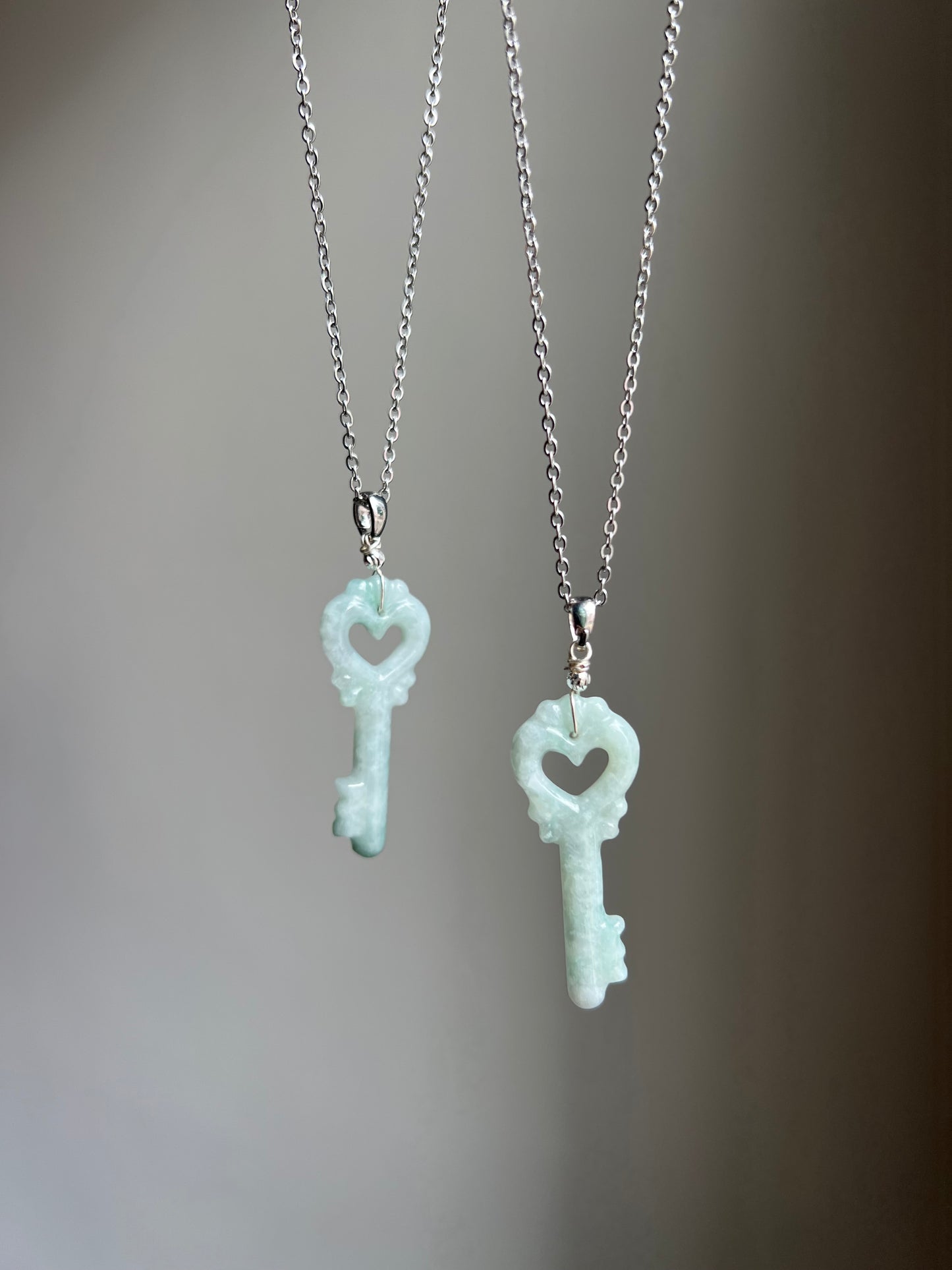 "key to my heart" jadeite key necklace