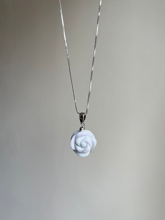 "diana" pale lavender jadeite rose necklace