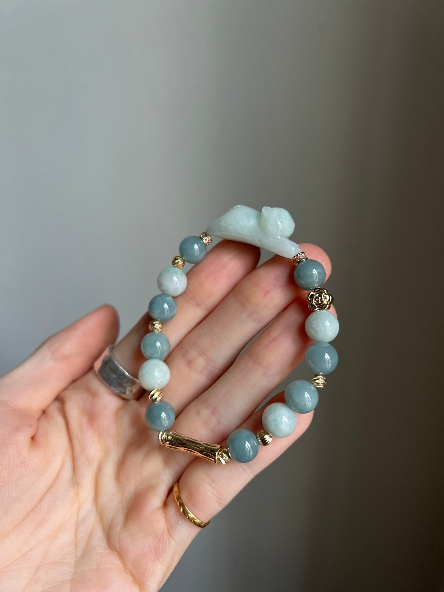 "playtime" green jadeite cat bracelet #13