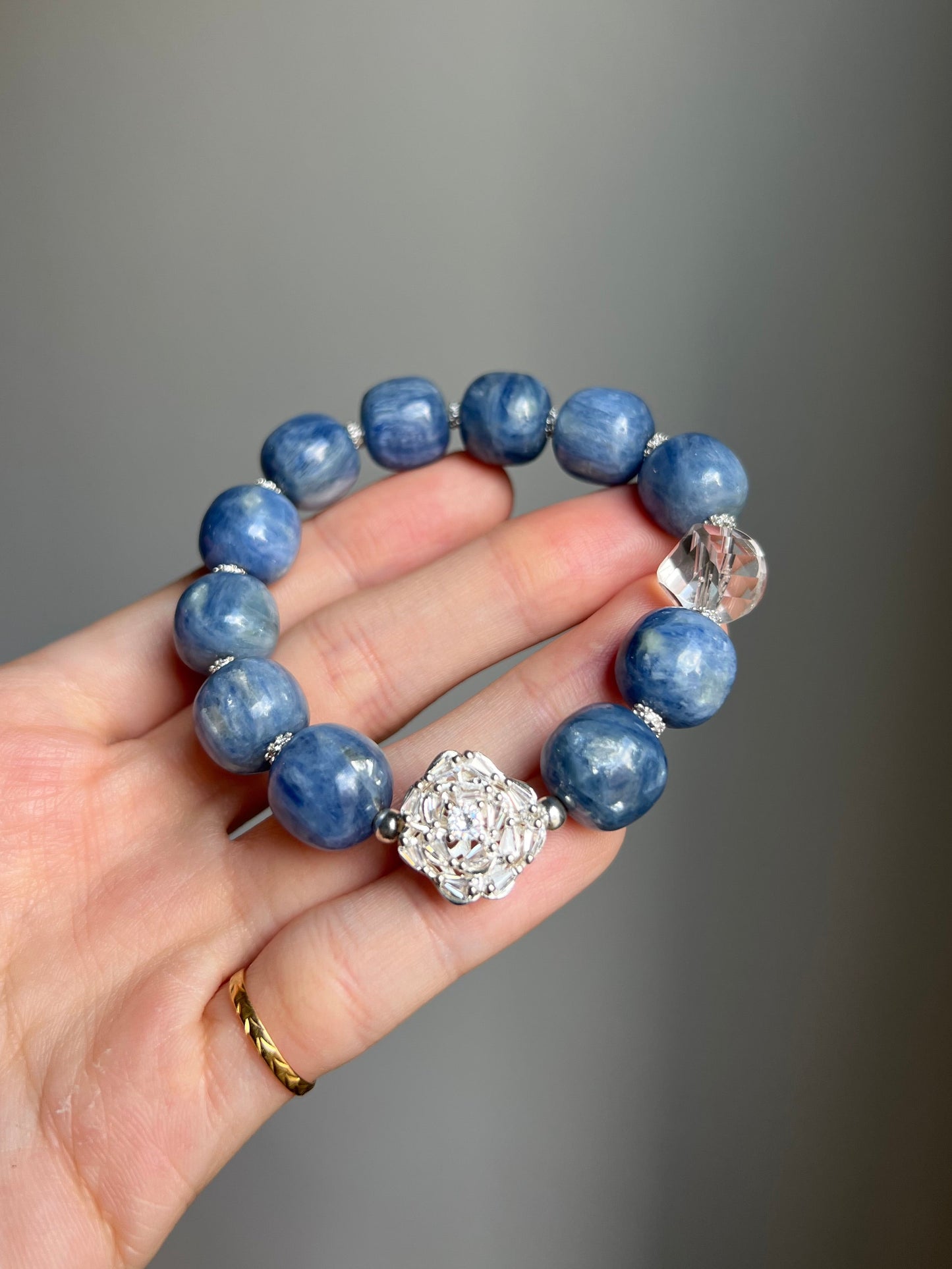 “in my element” kyanite x clear quartz bracelet