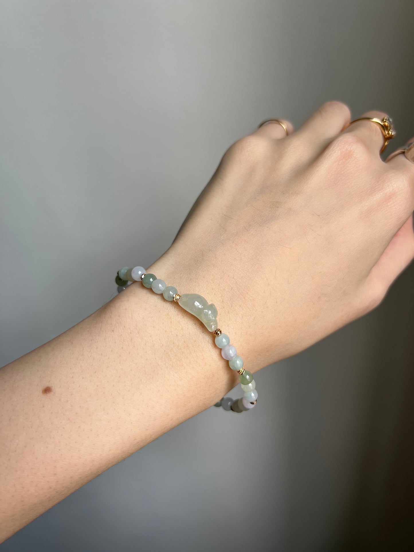 *mini* "playtime" jadeite cat bracelet #18