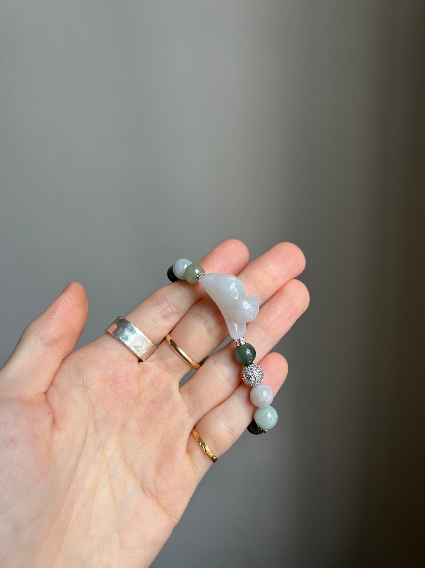 "playtime" white jadeite cat bracelet #09