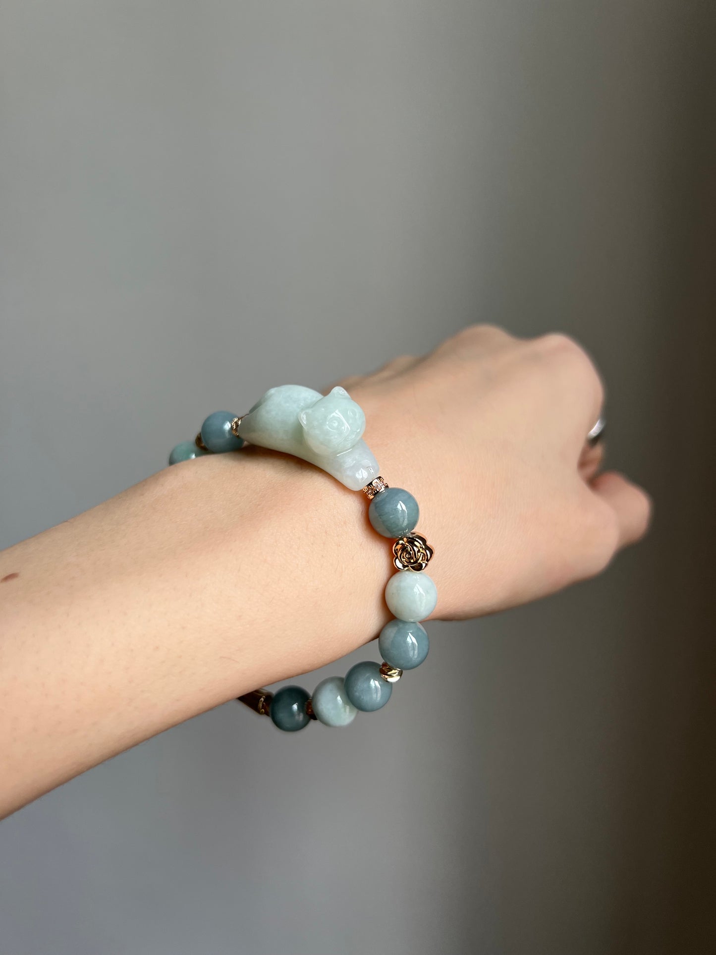 "playtime" green jadeite cat bracelet #13
