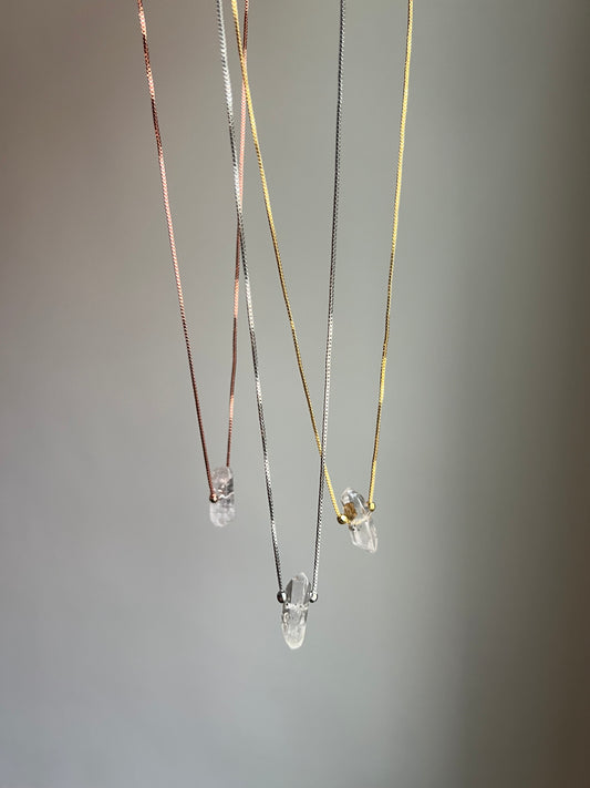 “chrysalis” double-terminated quartz necklace