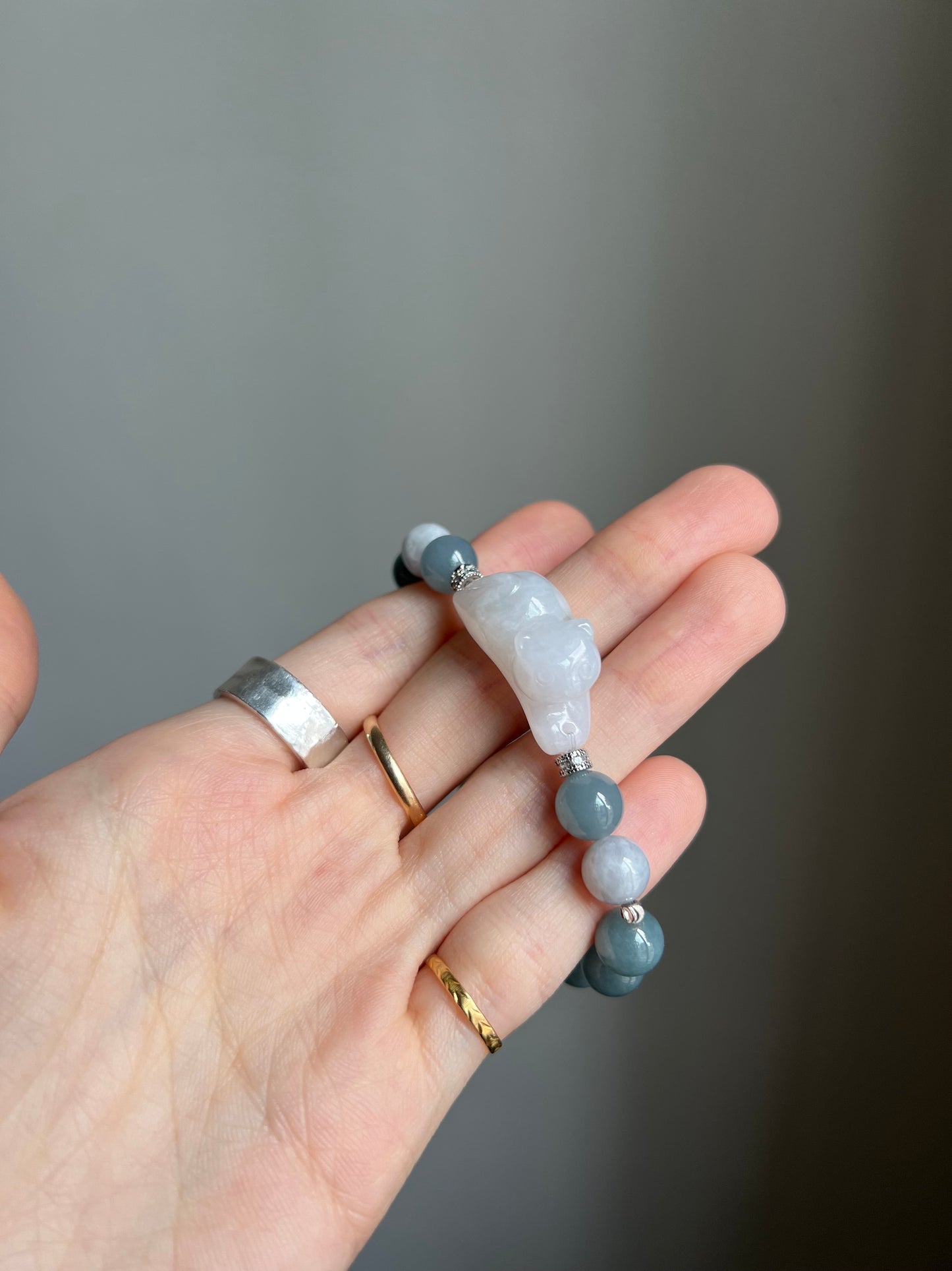 "playtime" white jadeite cat bracelet #10