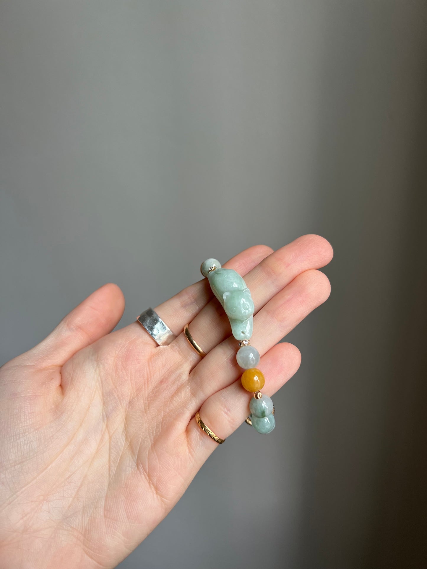 "playtime" green jadeite cat bracelet #12