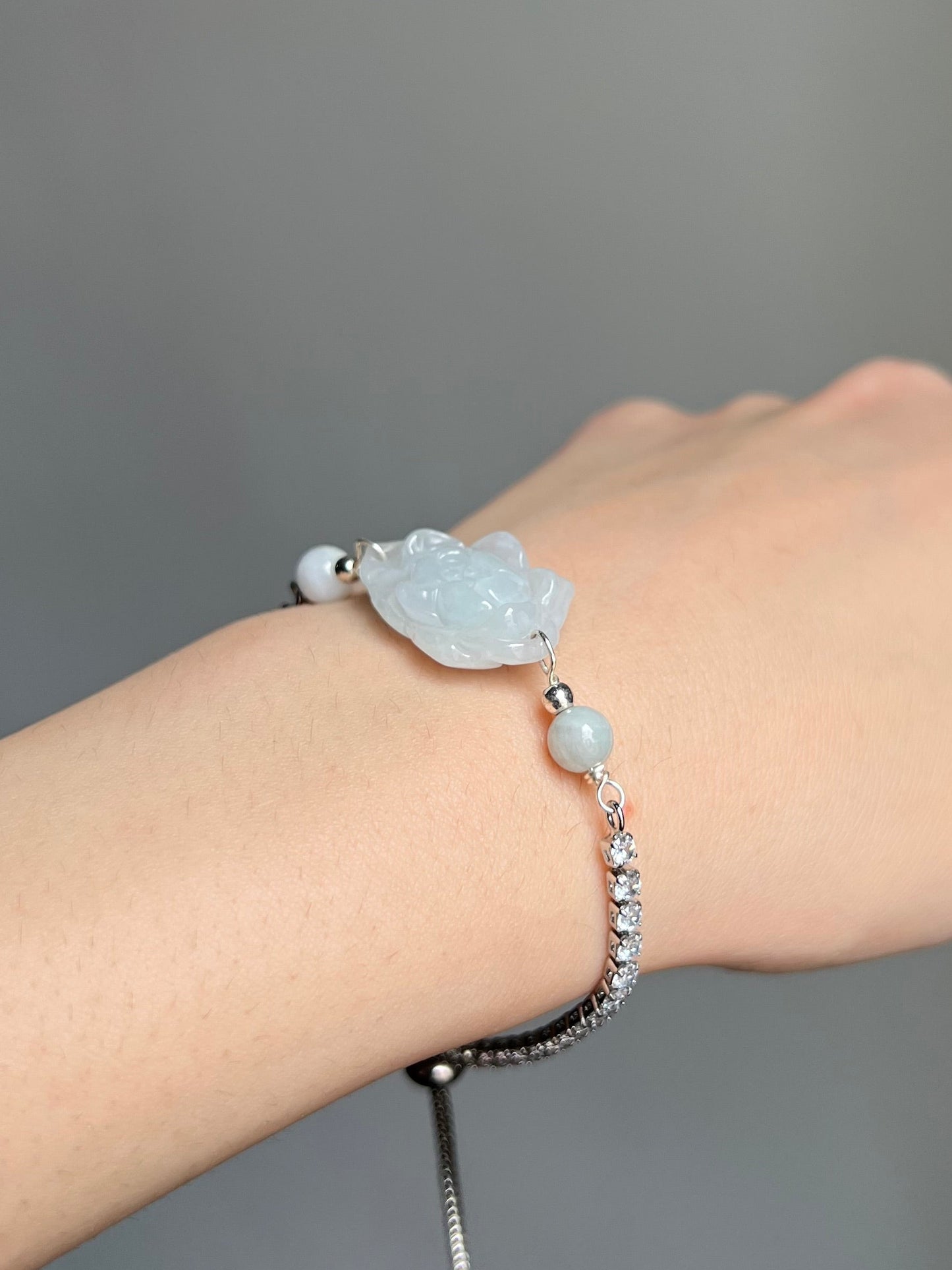 "sweet surrender" jadeite flower adjustable bracelet