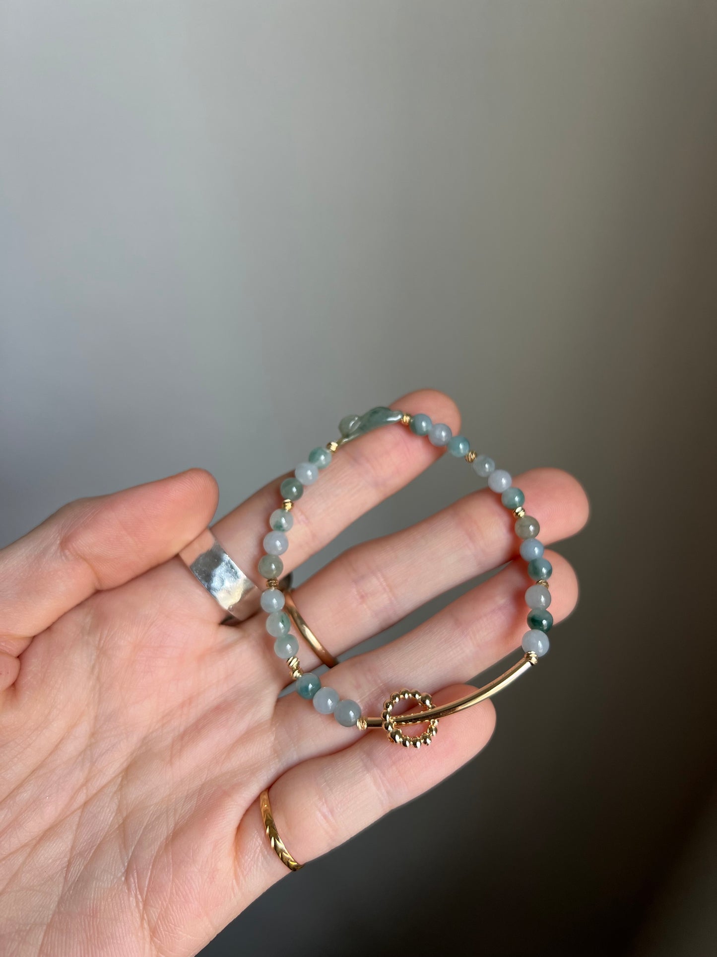*mini* "playtime" jadeite cat bracelet #17