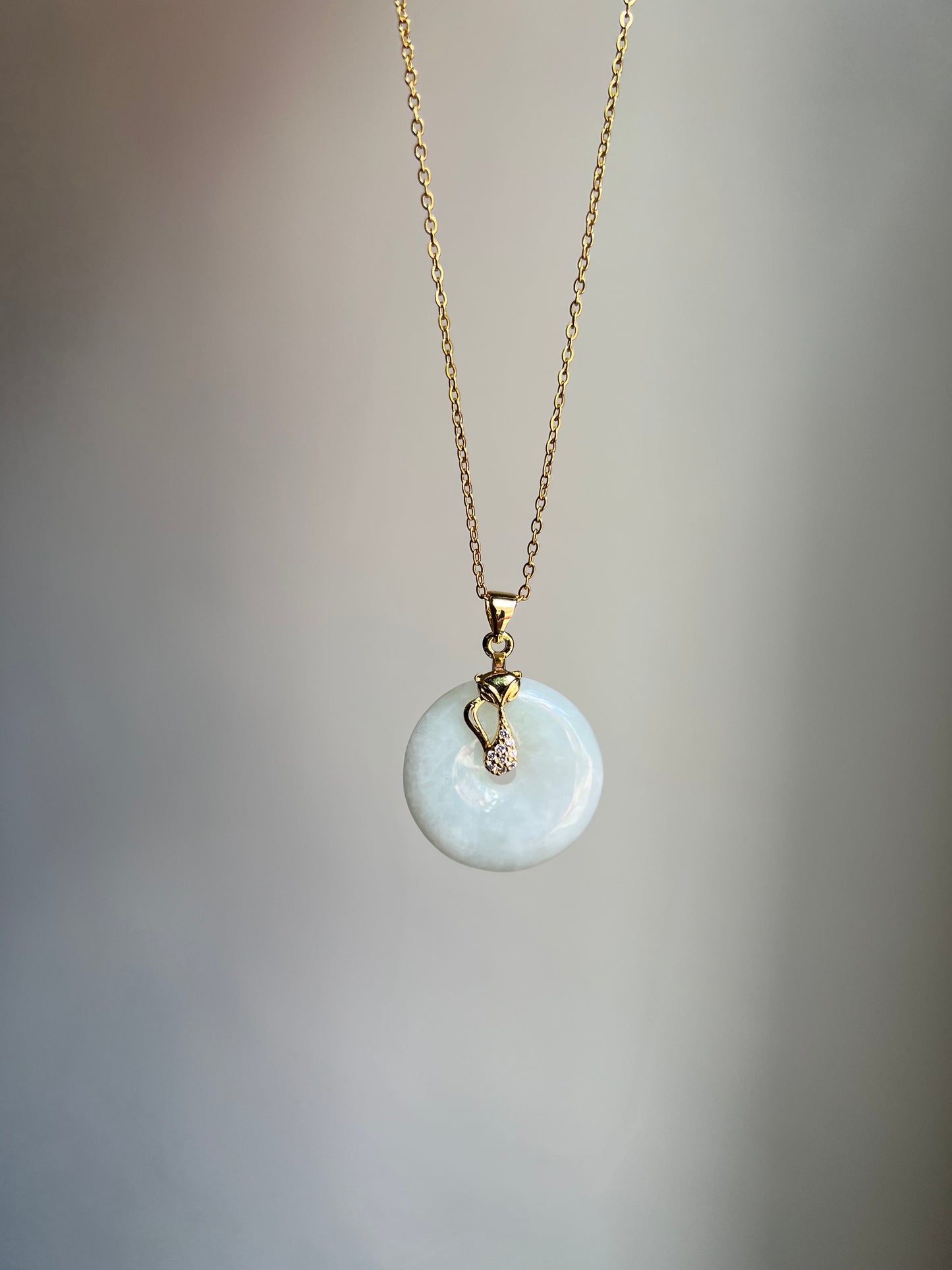 "celestial" fox jadeite donut necklace