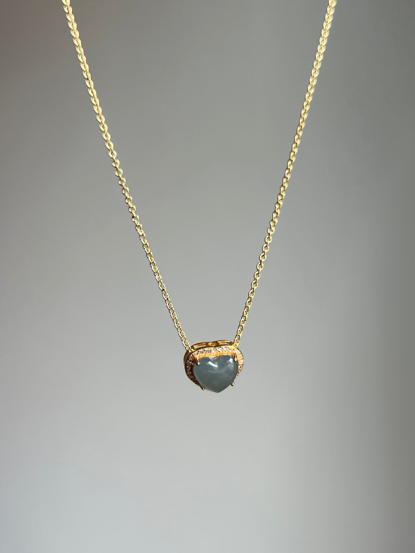 "amore" blue water jadeite mini heart necklace