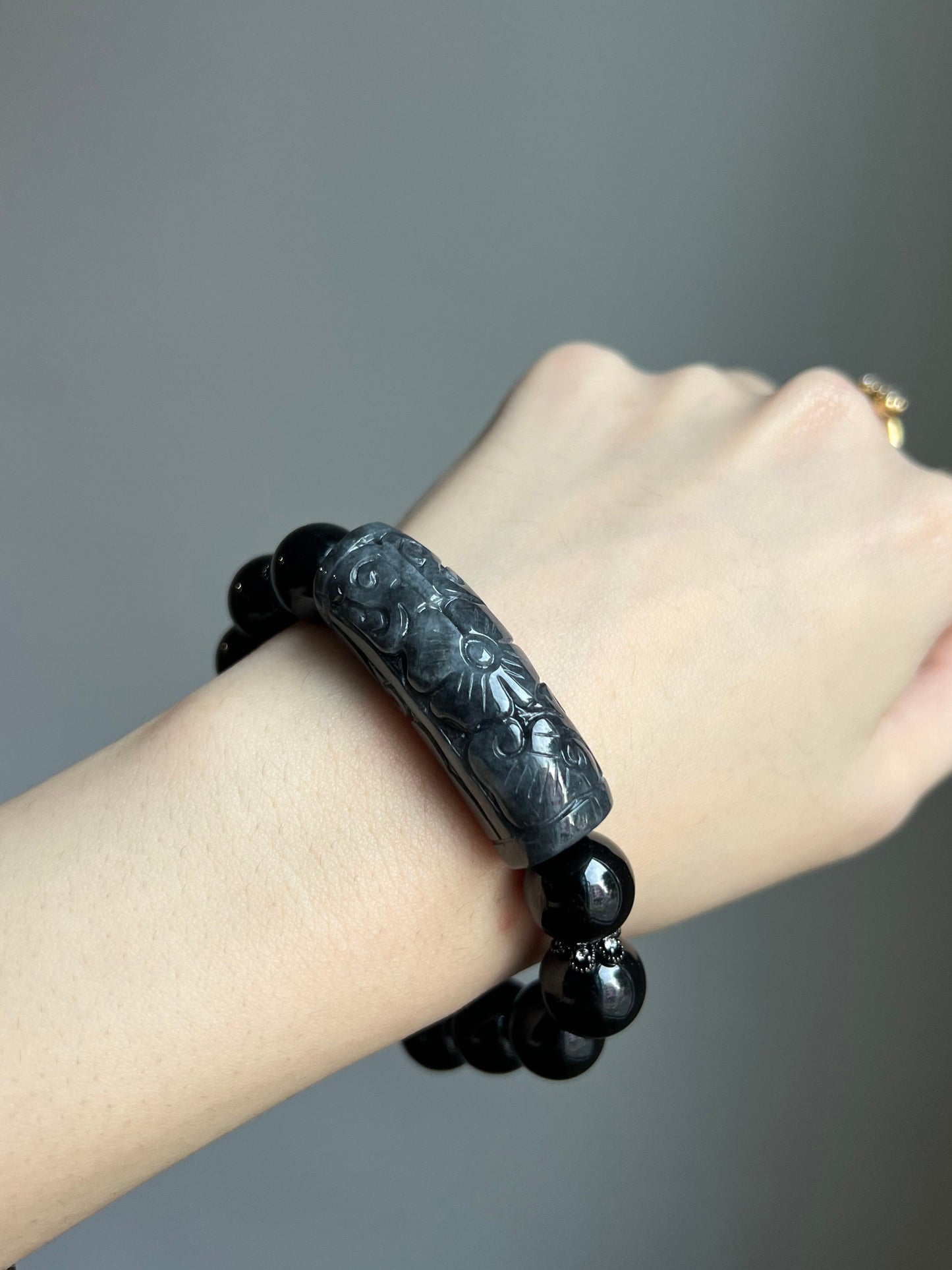 "the night's calling" black (wuji) jadeite bracelet