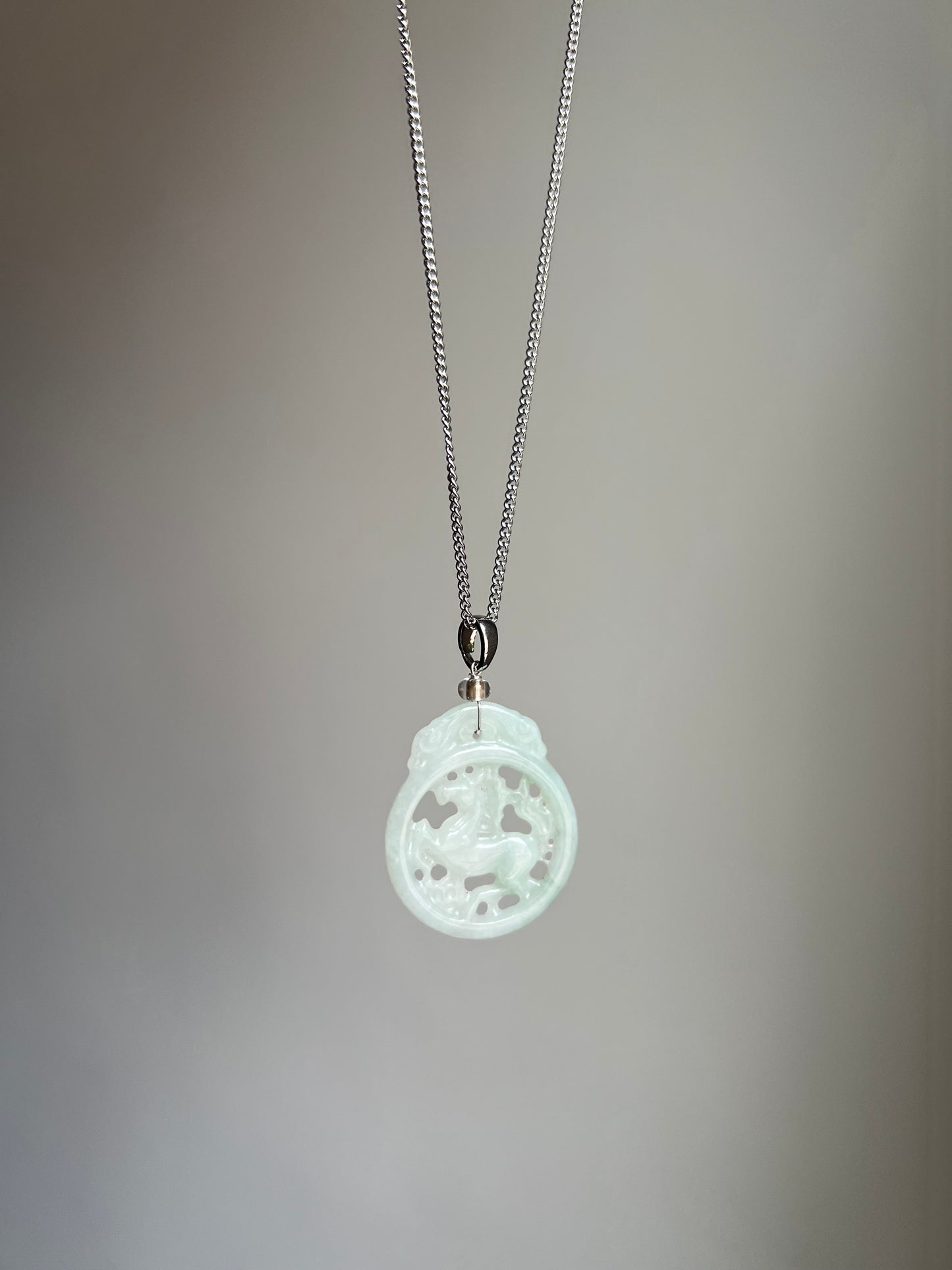 "fire horse" jadeite horse medallion necklace